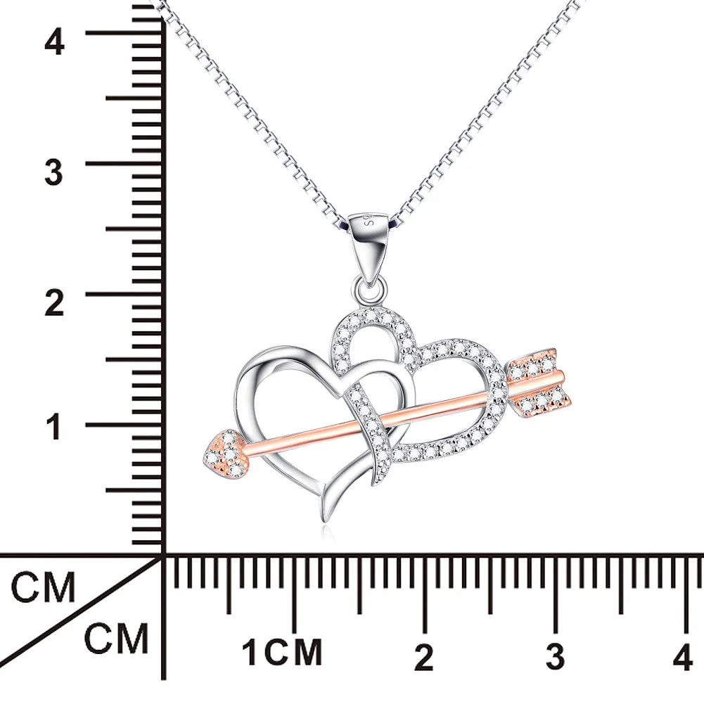 Cupid's Arrow and Heart Pendant Necklace