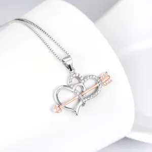 Cupid's Arrow and Heart Pendant Necklace