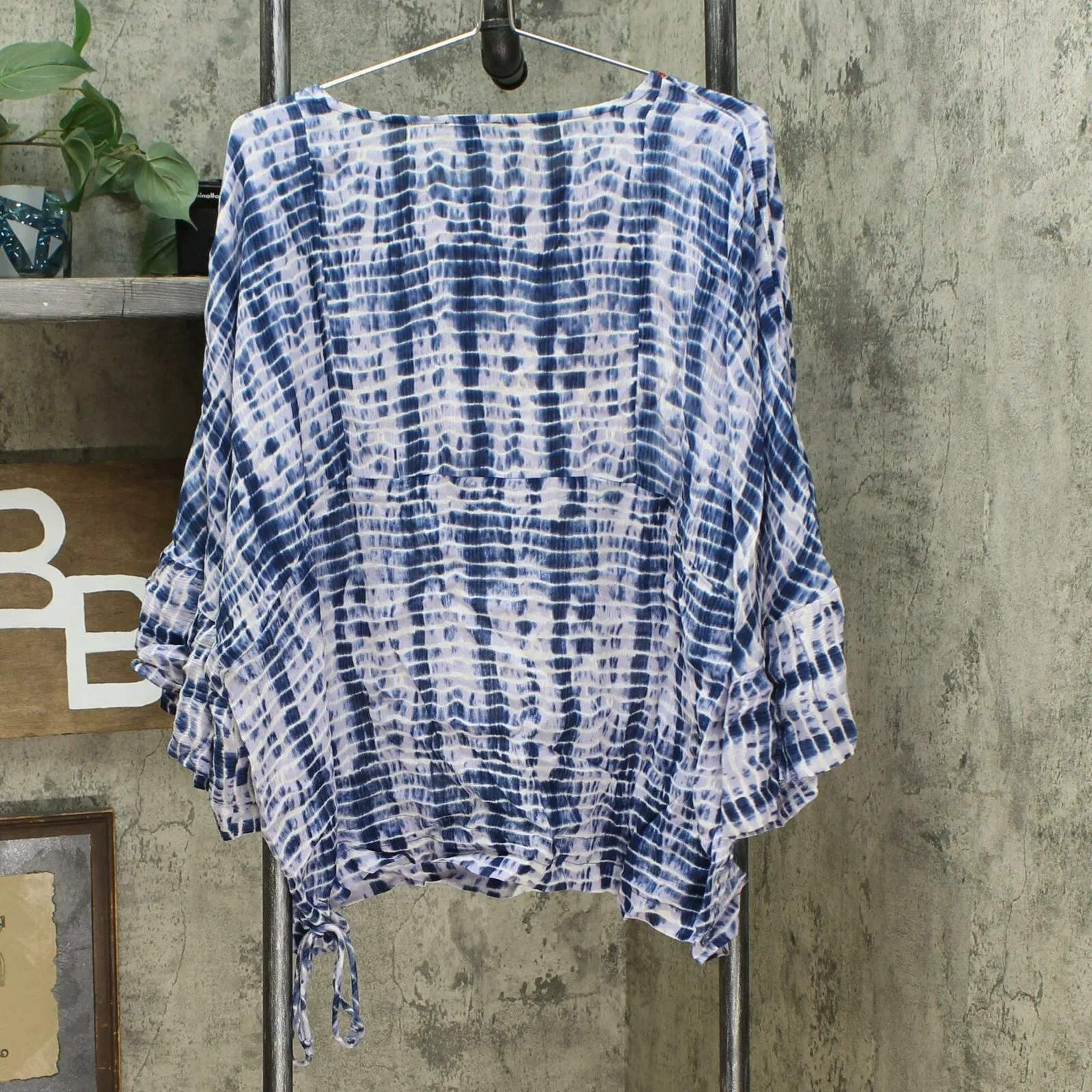 Curations Women's Plus Size Tie Dye Peasant Top