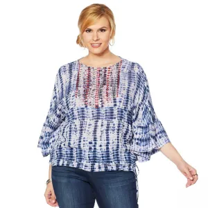 Curations Women's Plus Size Tie Dye Peasant Top