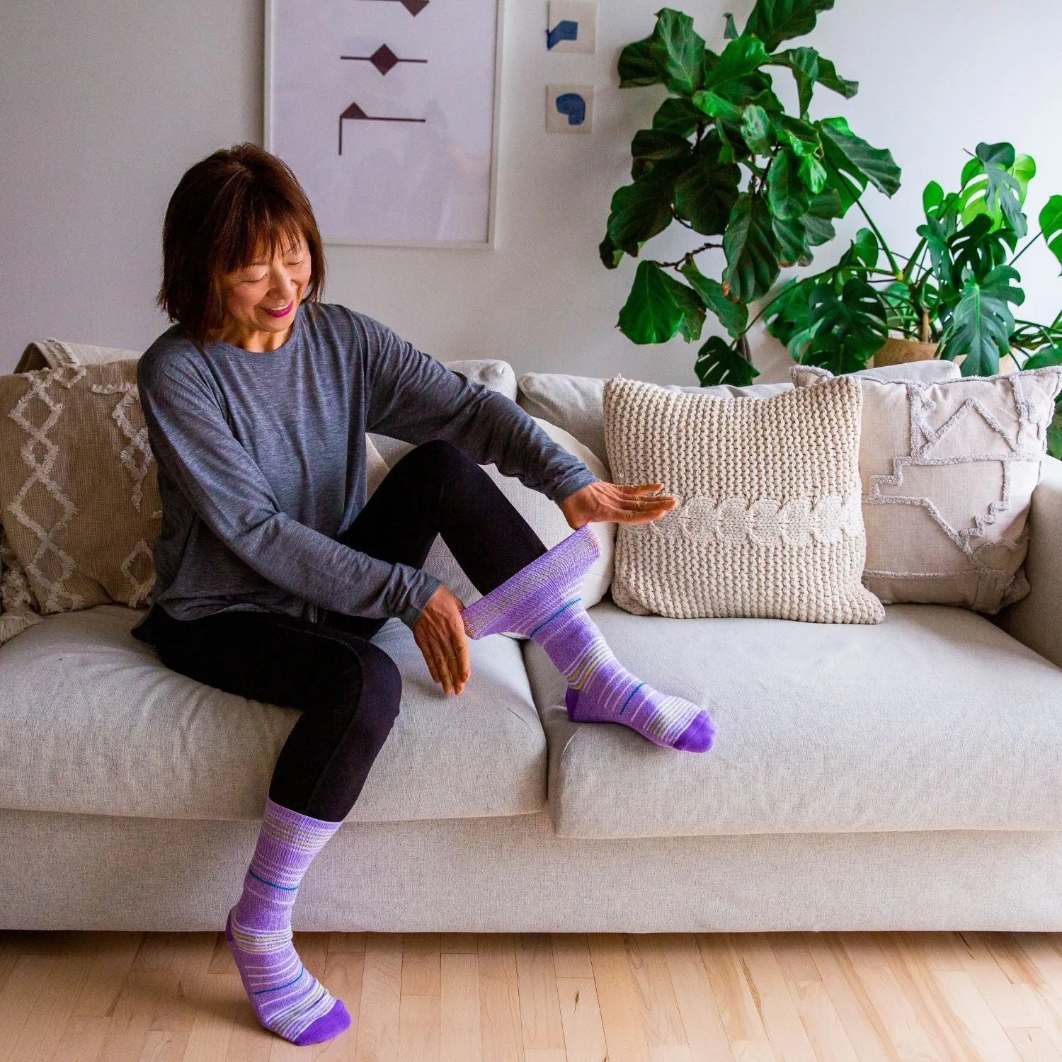 Diabetic Socks - Purple  Stripes
