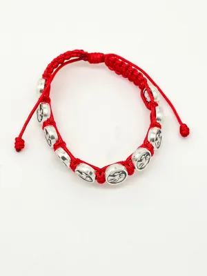 Divine Mercy Italian Medals and Slip Knot Bracelet (Red)