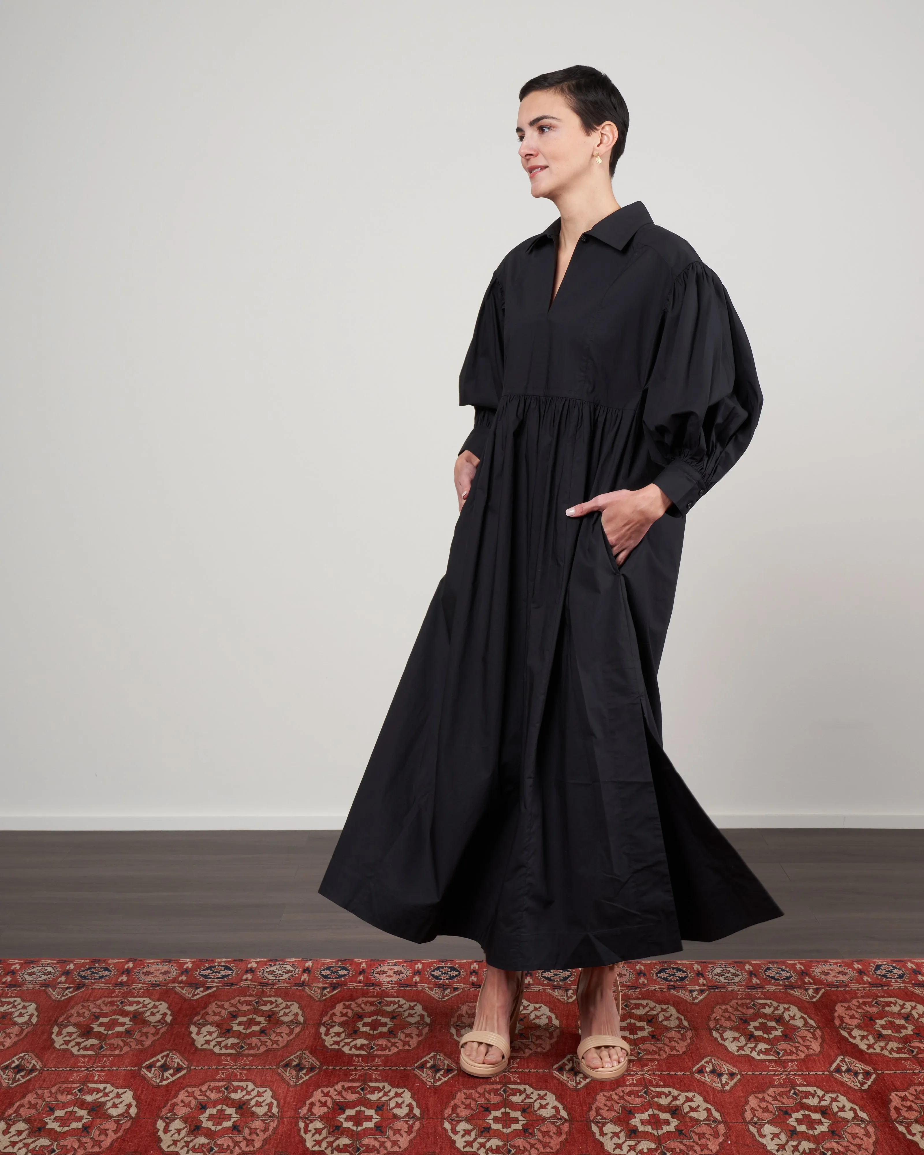 elsie kaftan dress - black