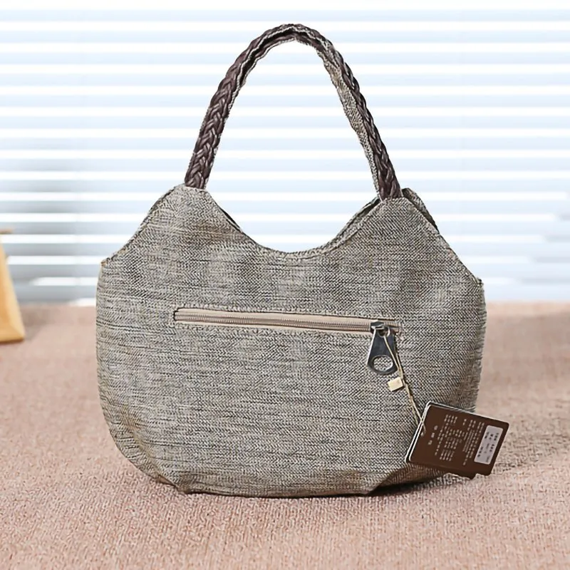 Ethnic Style Woven Canvas Handbag