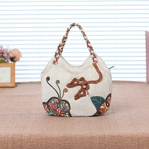 Ethnic Style Woven Canvas Handbag