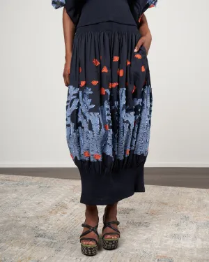 eva skirt - butterfly smocked voile ink jet multi