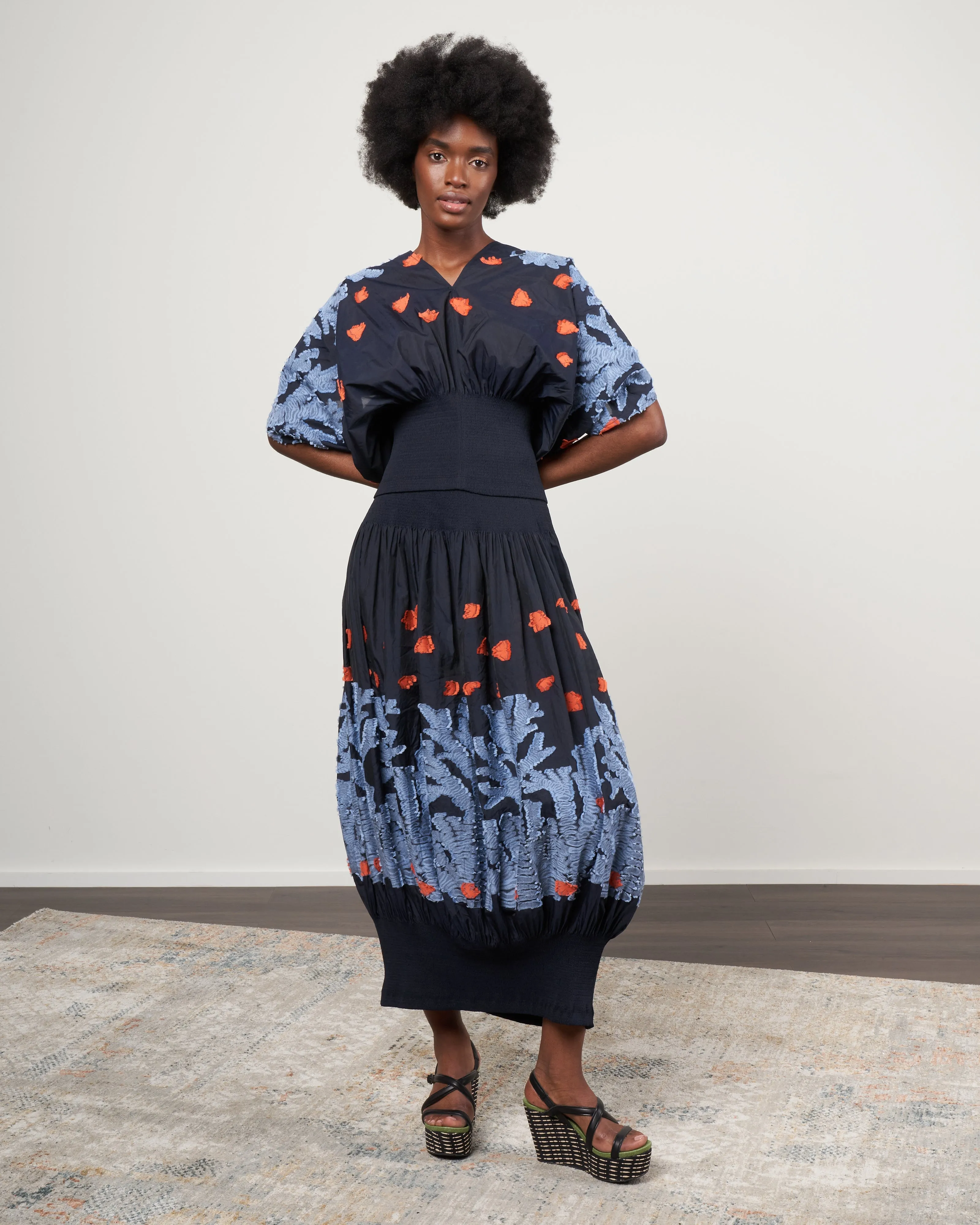 eva skirt - butterfly smocked voile ink jet multi