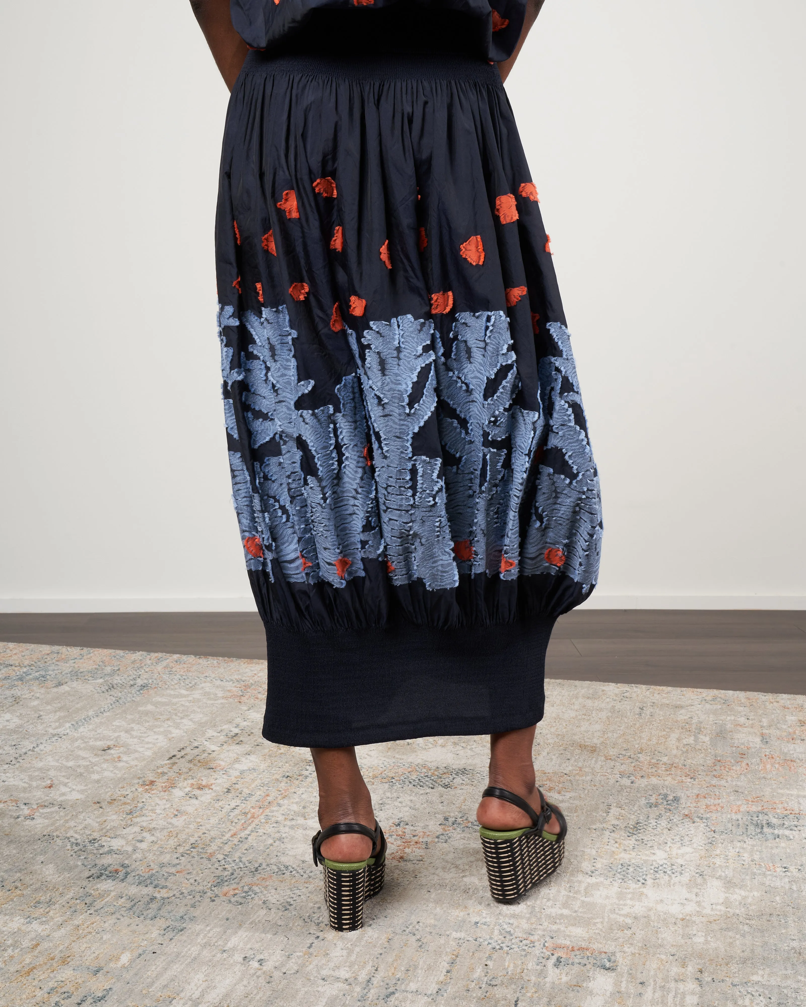 eva skirt - butterfly smocked voile ink jet multi