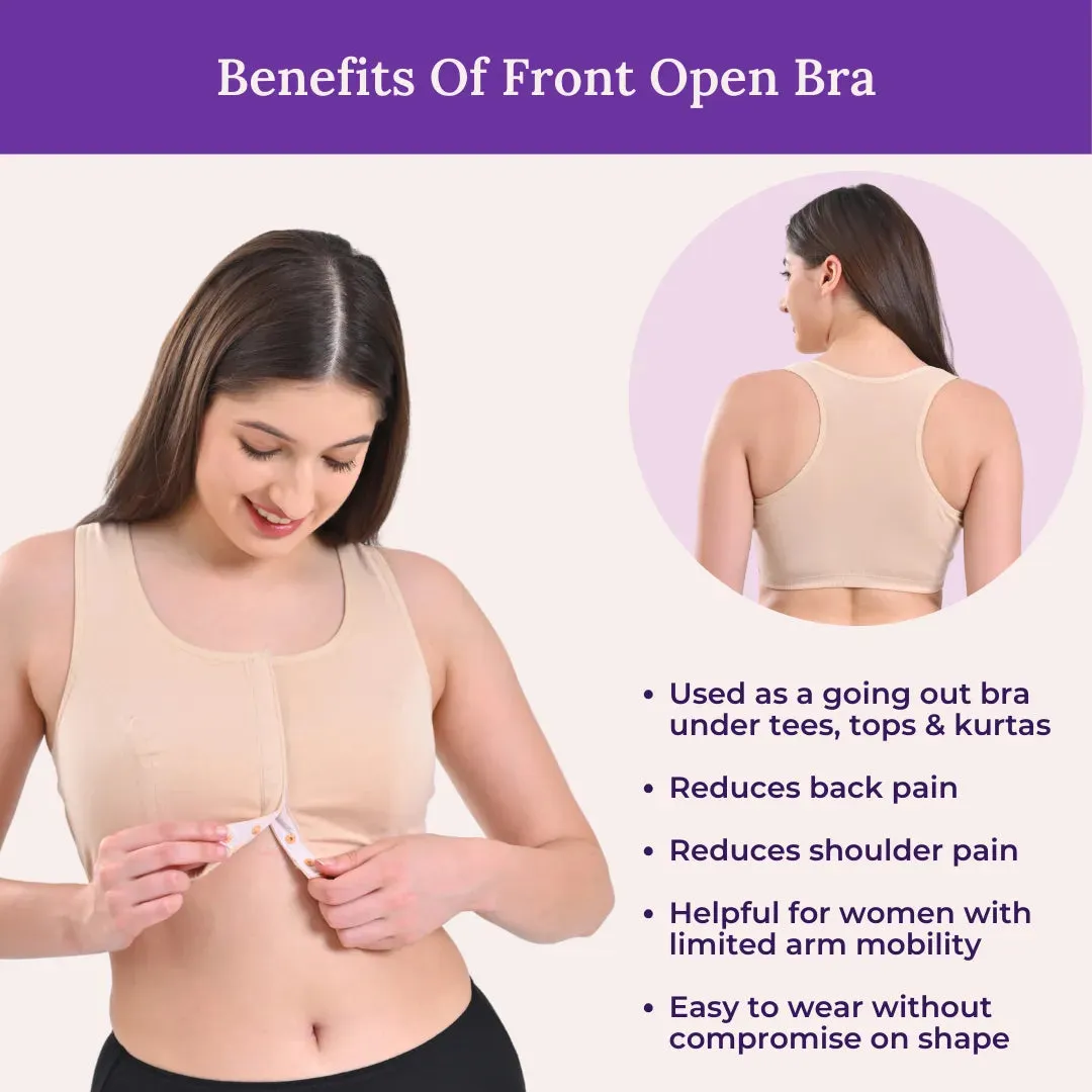 Front Open Bra | Non Padded | Non Wired | Full Coverage | Racerback | Pack Of 2