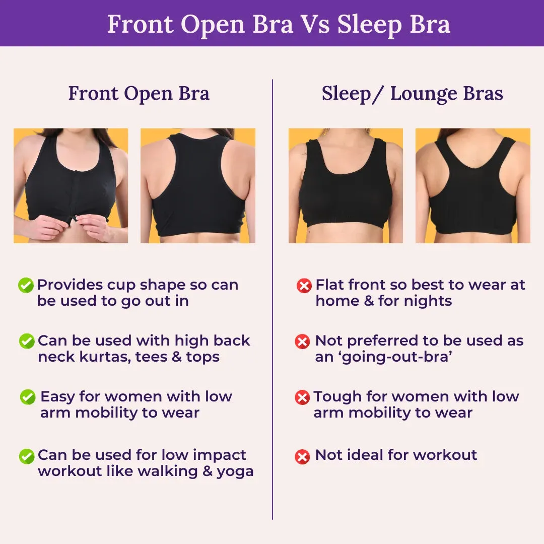 Front Open Bra | Non Padded | Non Wired | Full Coverage | Racerback | Pack Of 2