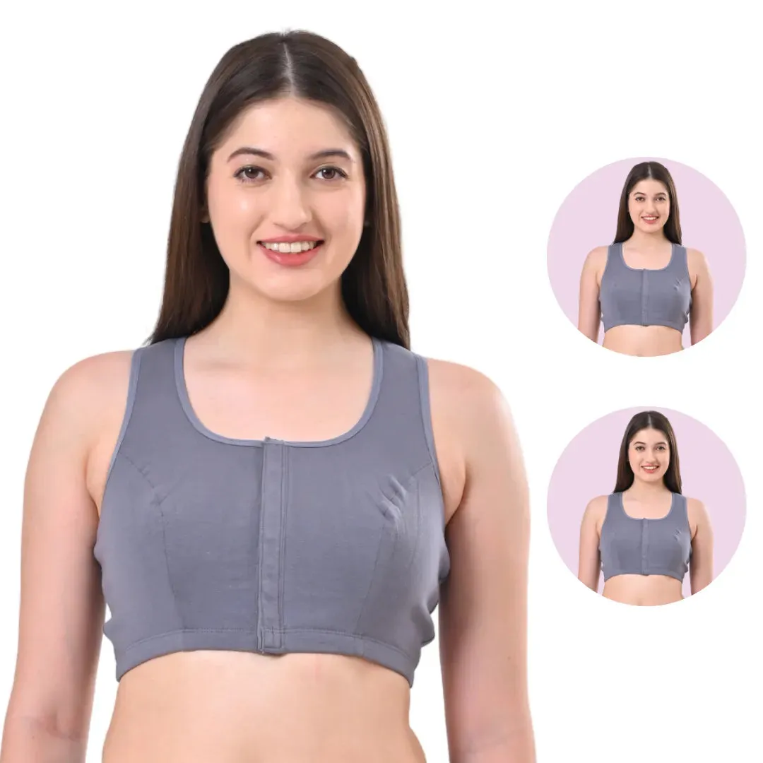 Front Open Bra | Non Padded | Non Wired | Full Coverage | Racerback | Pack Of 2