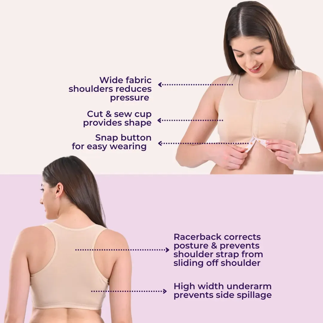 Front Open Bra | Non Padded | Non Wired | Full Coverage | Racerback | Pack Of 2