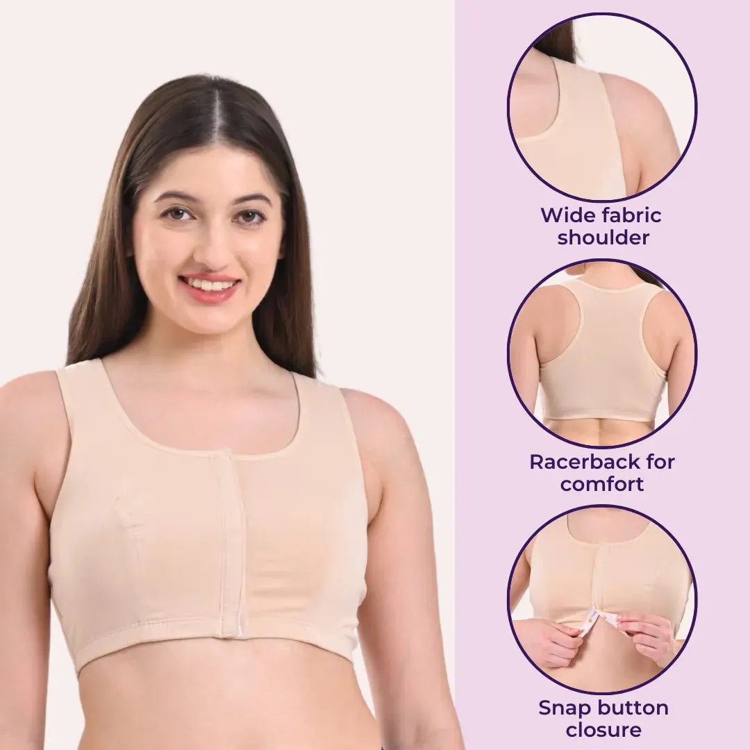 Front Open Bra | Non Padded | Non Wired | Full Coverage | Racerback | Pack Of 2