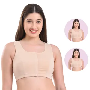 Front Open Bra | Non Padded | Non Wired | Full Coverage | Racerback | Pack Of 2