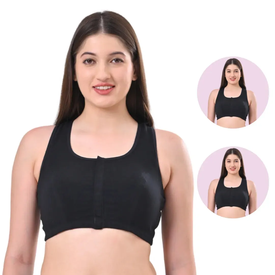 Front Open Bra | Non Padded | Non Wired | Full Coverage | Racerback | Pack Of 2