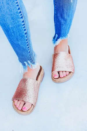 Gia Glitter Slides - Rose Gold - Slightly Imperfect