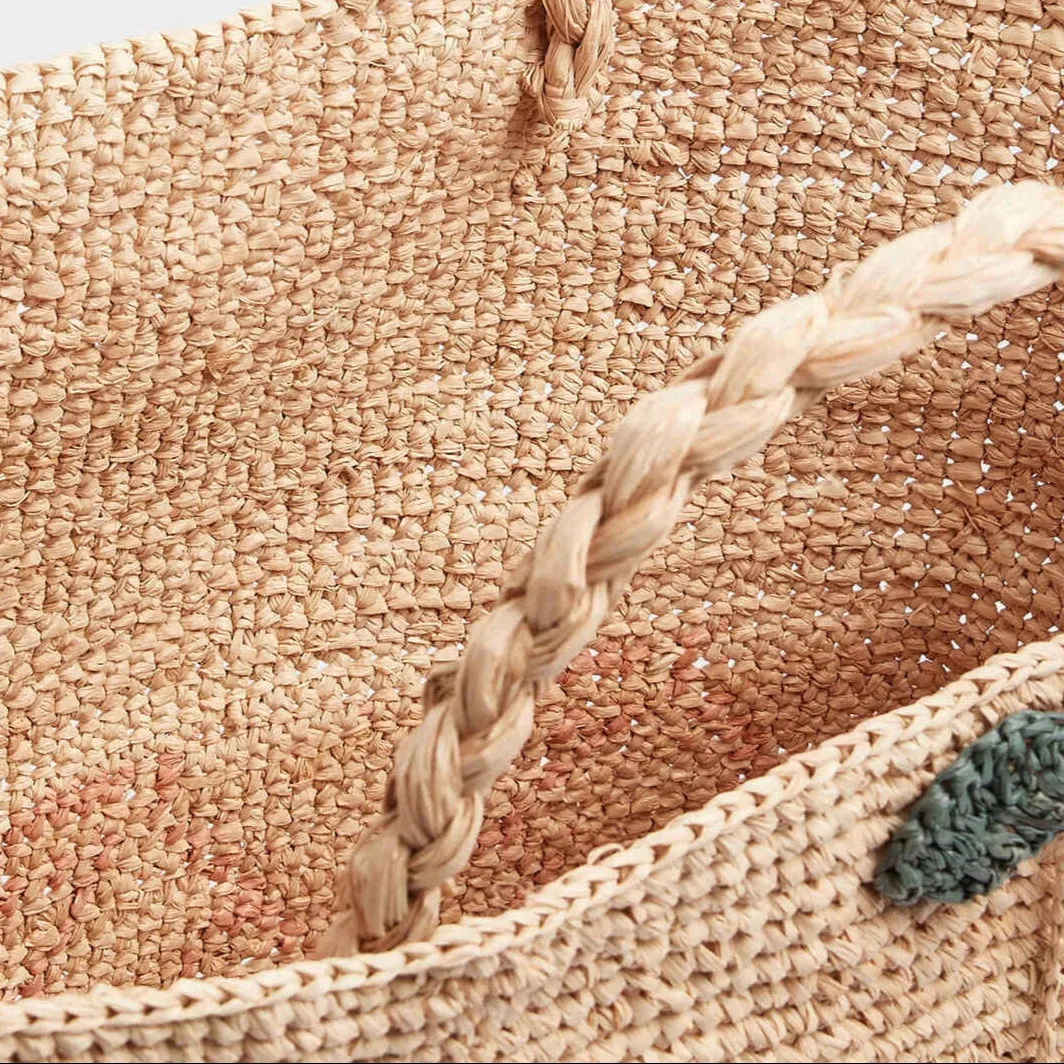 Girls Cherry Straw Woven Handbag