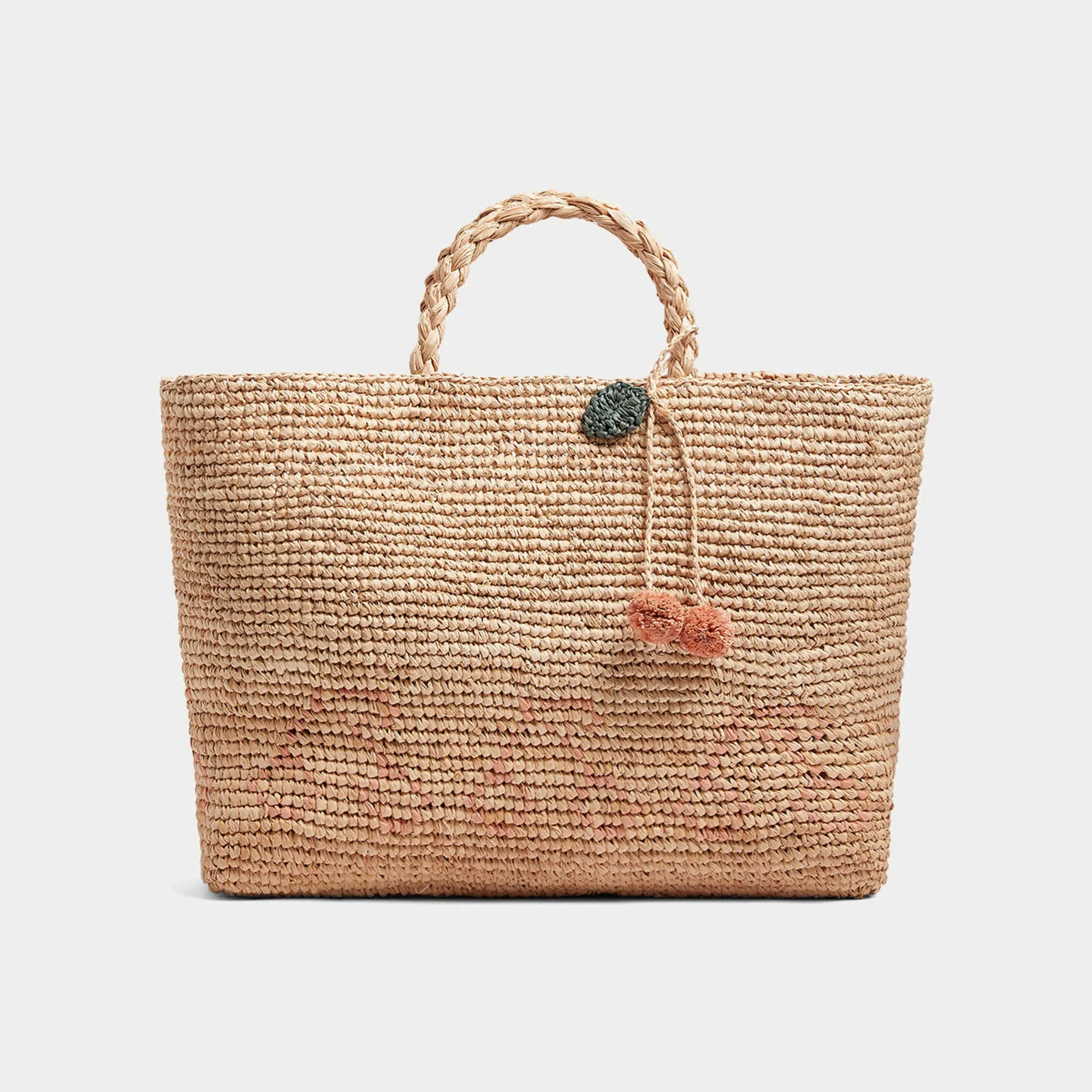 Girls Cherry Straw Woven Handbag