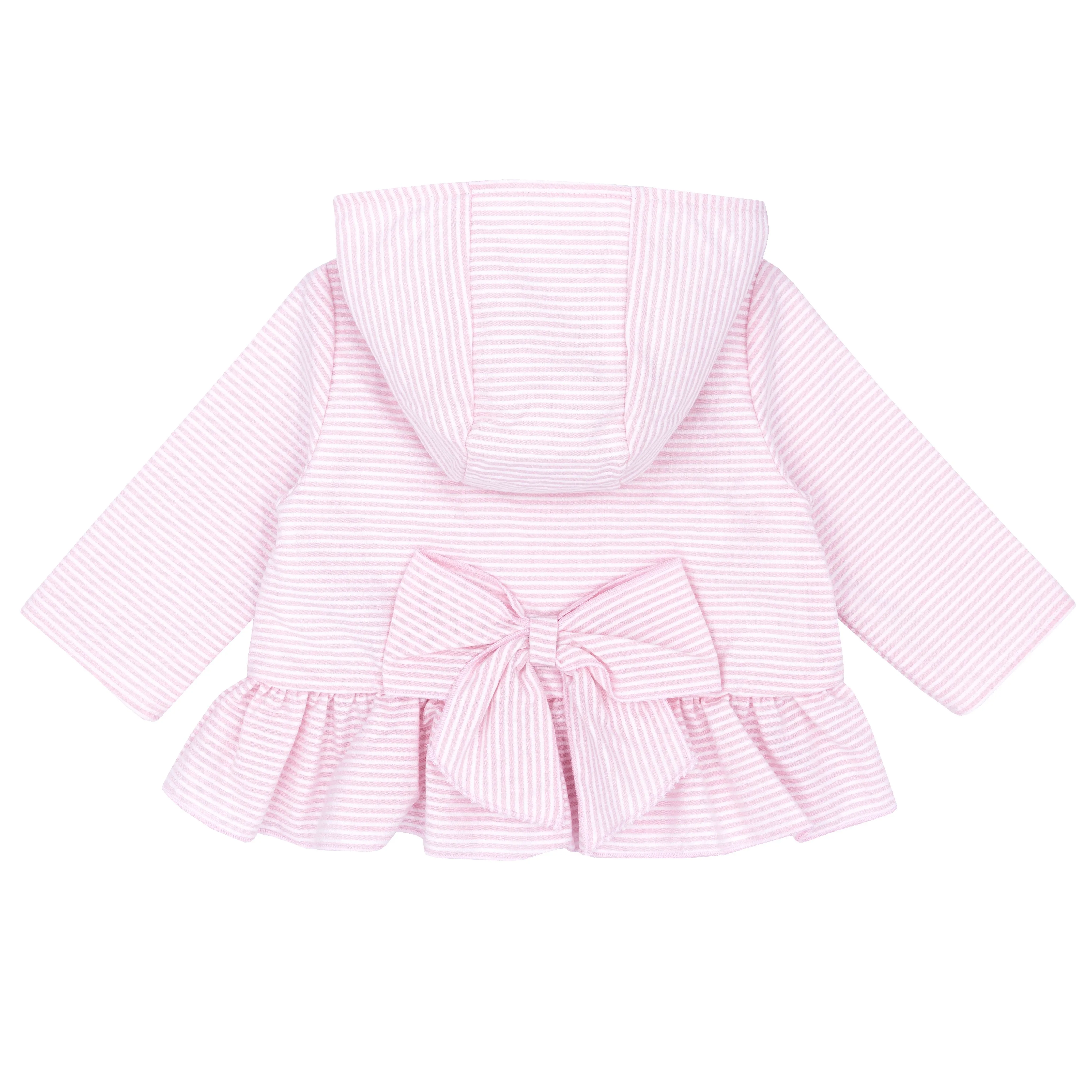 Girls hooded jacket with woven stripe bow