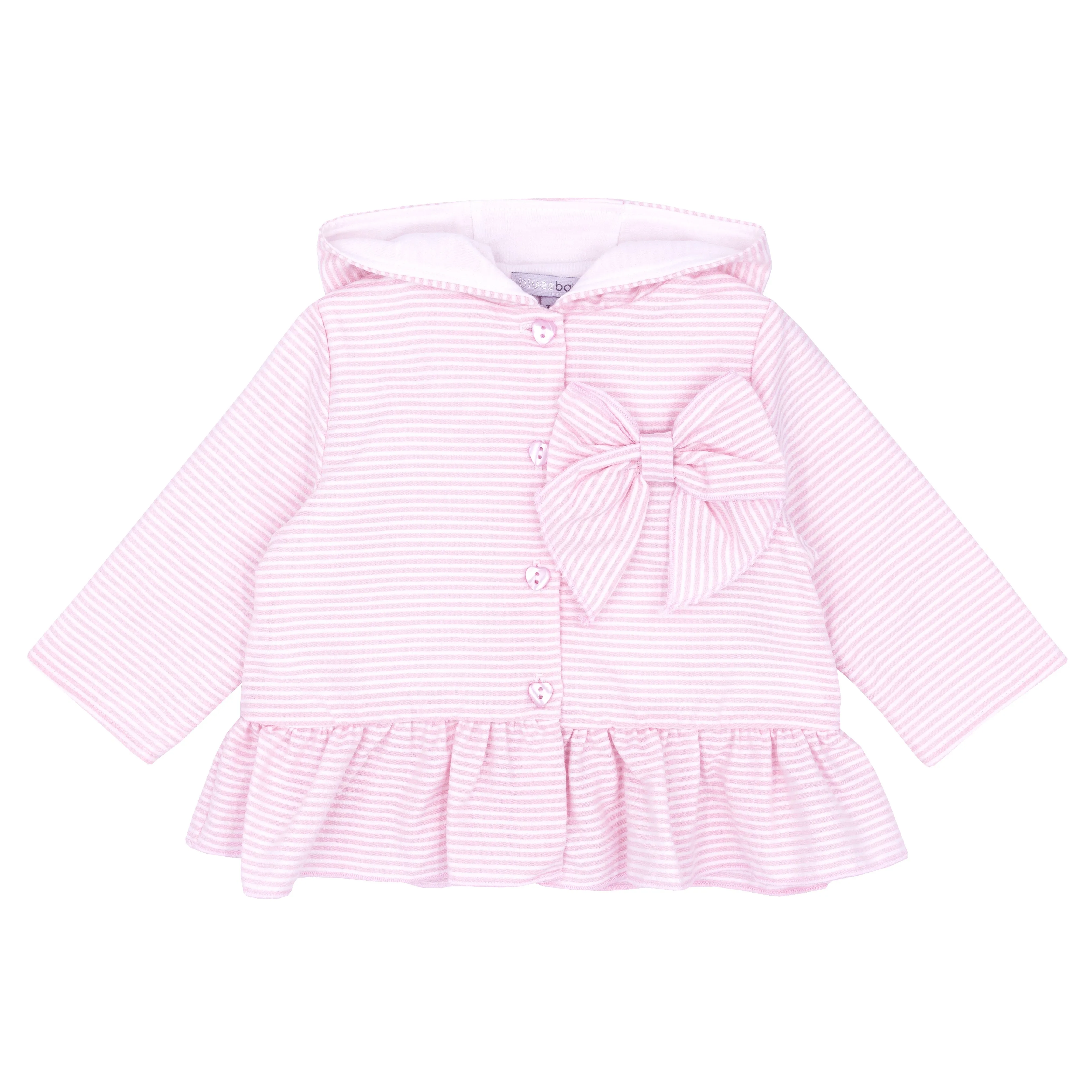 Girls hooded jacket with woven stripe bow