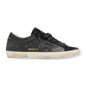 Golden Goose Shoes, Black Super Star Glitter Leather Sneakers (size 37)
