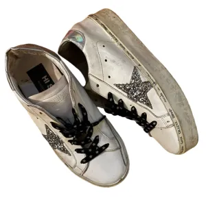 Golden Goose Women's Hi Star Chunky Sneakers – White with Sparkle Star Logo, Size 36
