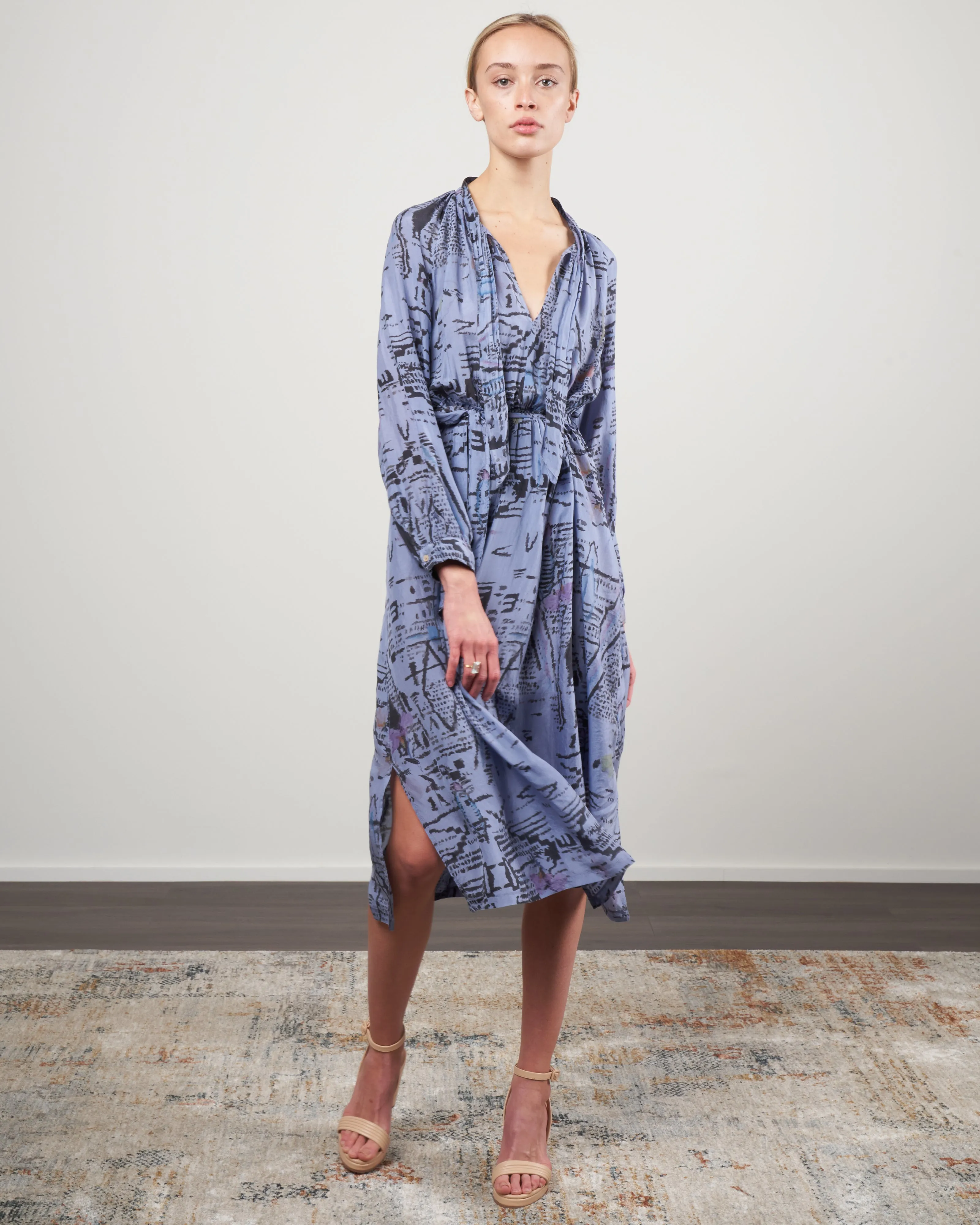 habotai "good vibes" dress - sky