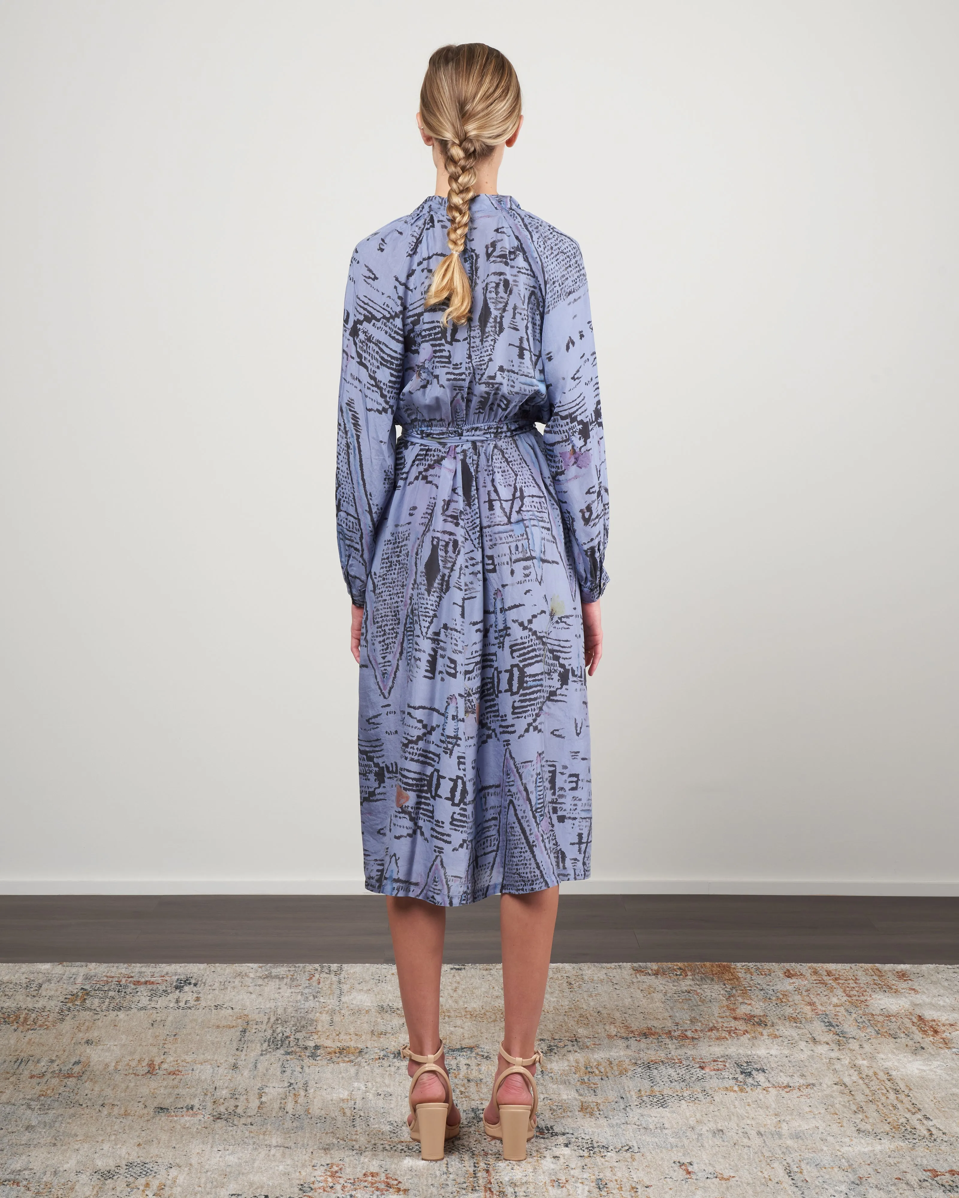 habotai "good vibes" dress - sky