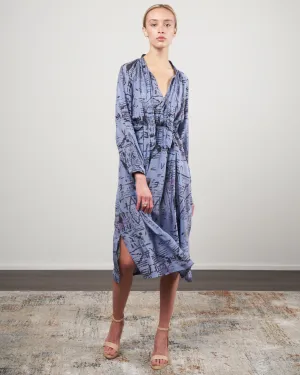 habotai "good vibes" dress - sky