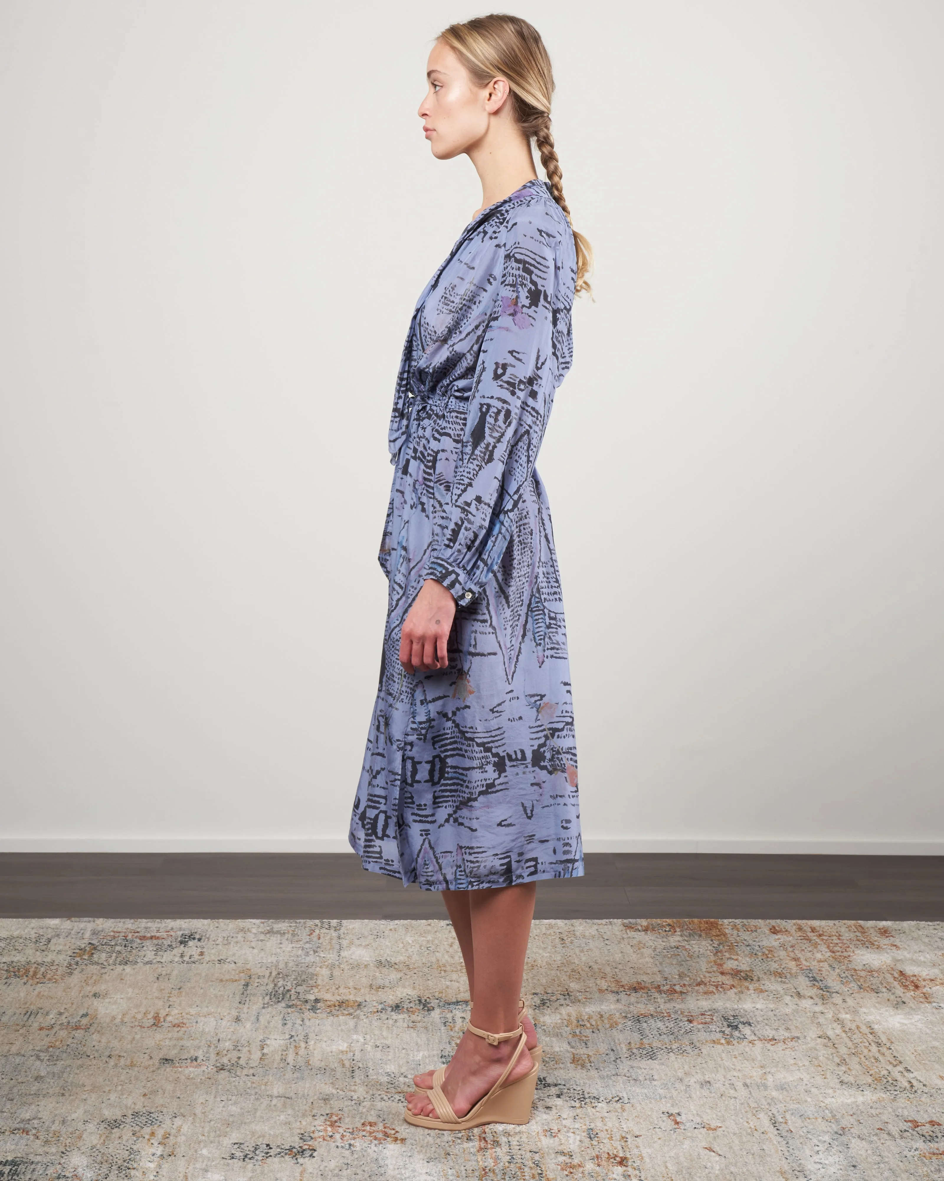 habotai "good vibes" dress - sky