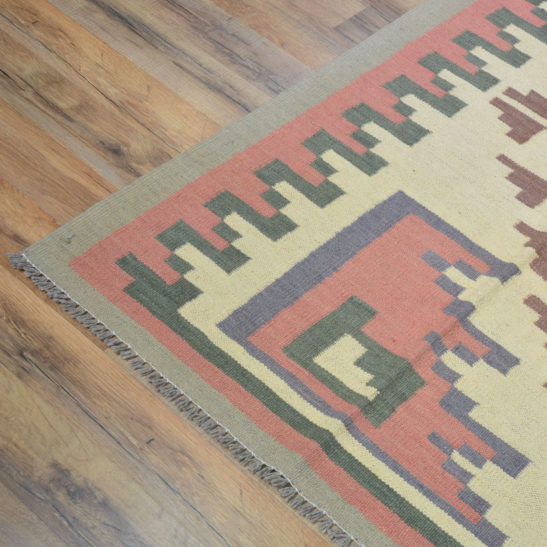 Hand-Woven Afghan Momana Reversible Kilim Wool Oriental Rug (Size 6.4 X 10.1) Cwral-10158