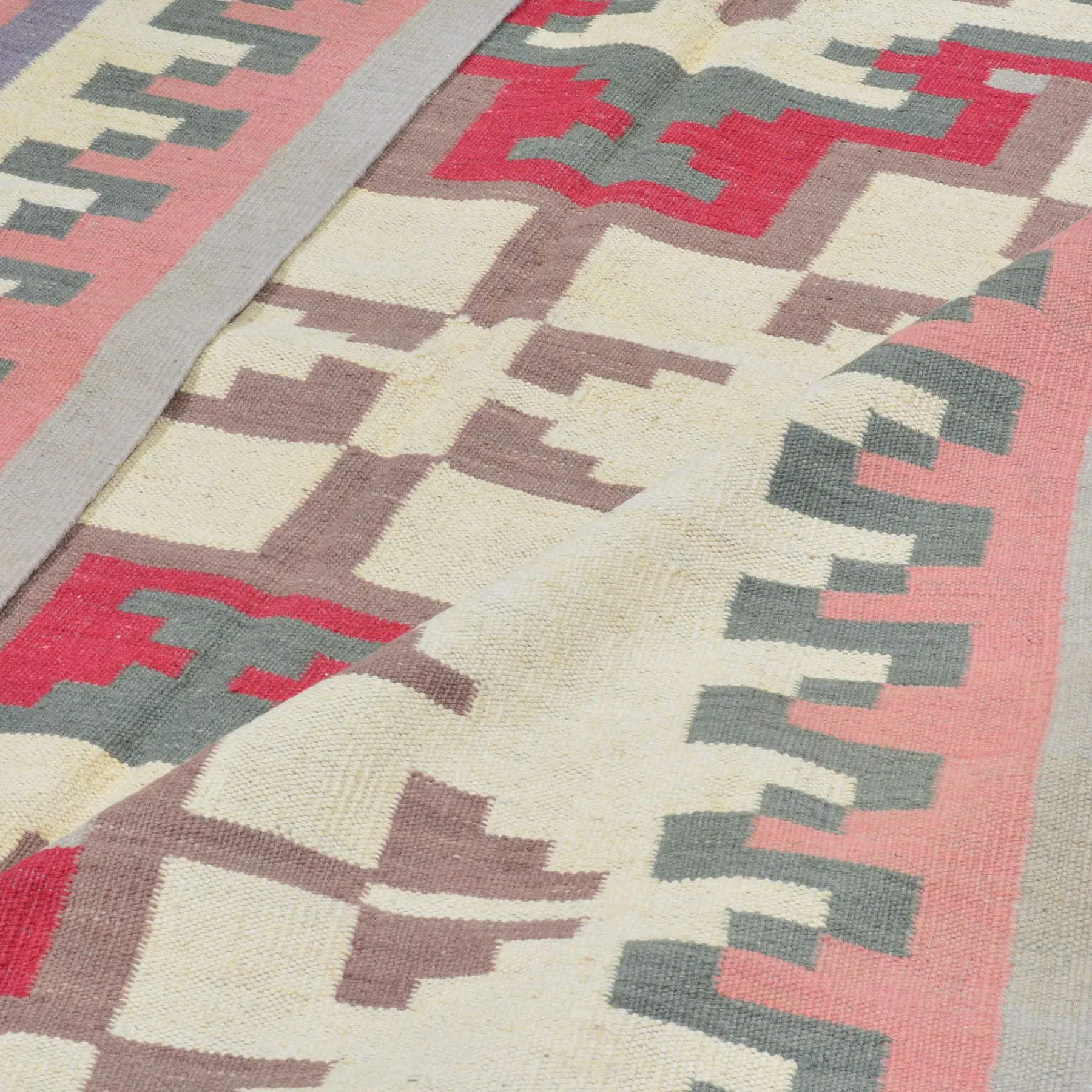 Hand-Woven Afghan Momana Reversible Kilim Wool Oriental Rug (Size 6.4 X 10.1) Cwral-10158