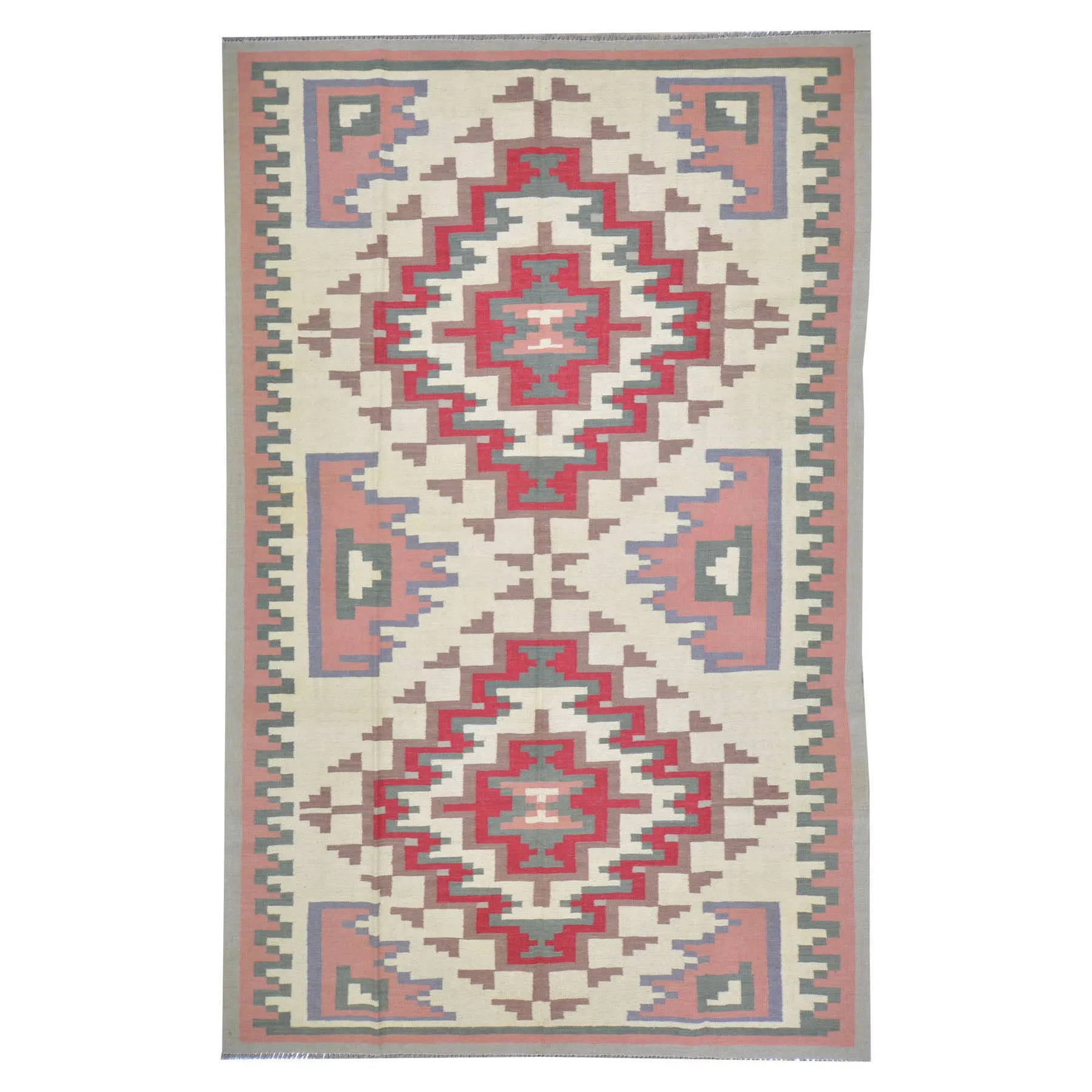 Hand-Woven Afghan Momana Reversible Kilim Wool Oriental Rug (Size 6.4 X 10.1) Cwral-10158