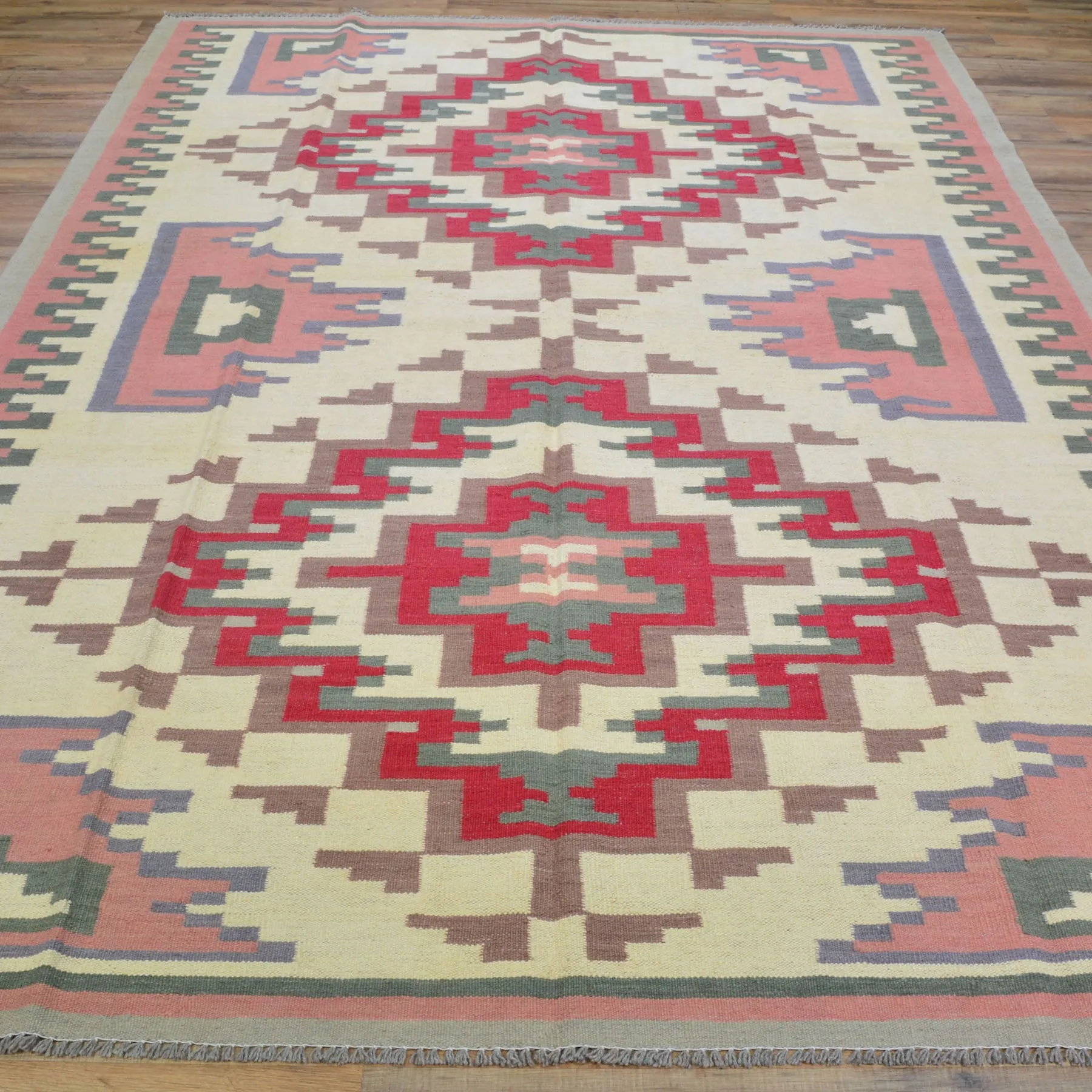 Hand-Woven Afghan Momana Reversible Kilim Wool Oriental Rug (Size 6.4 X 10.1) Cwral-10158