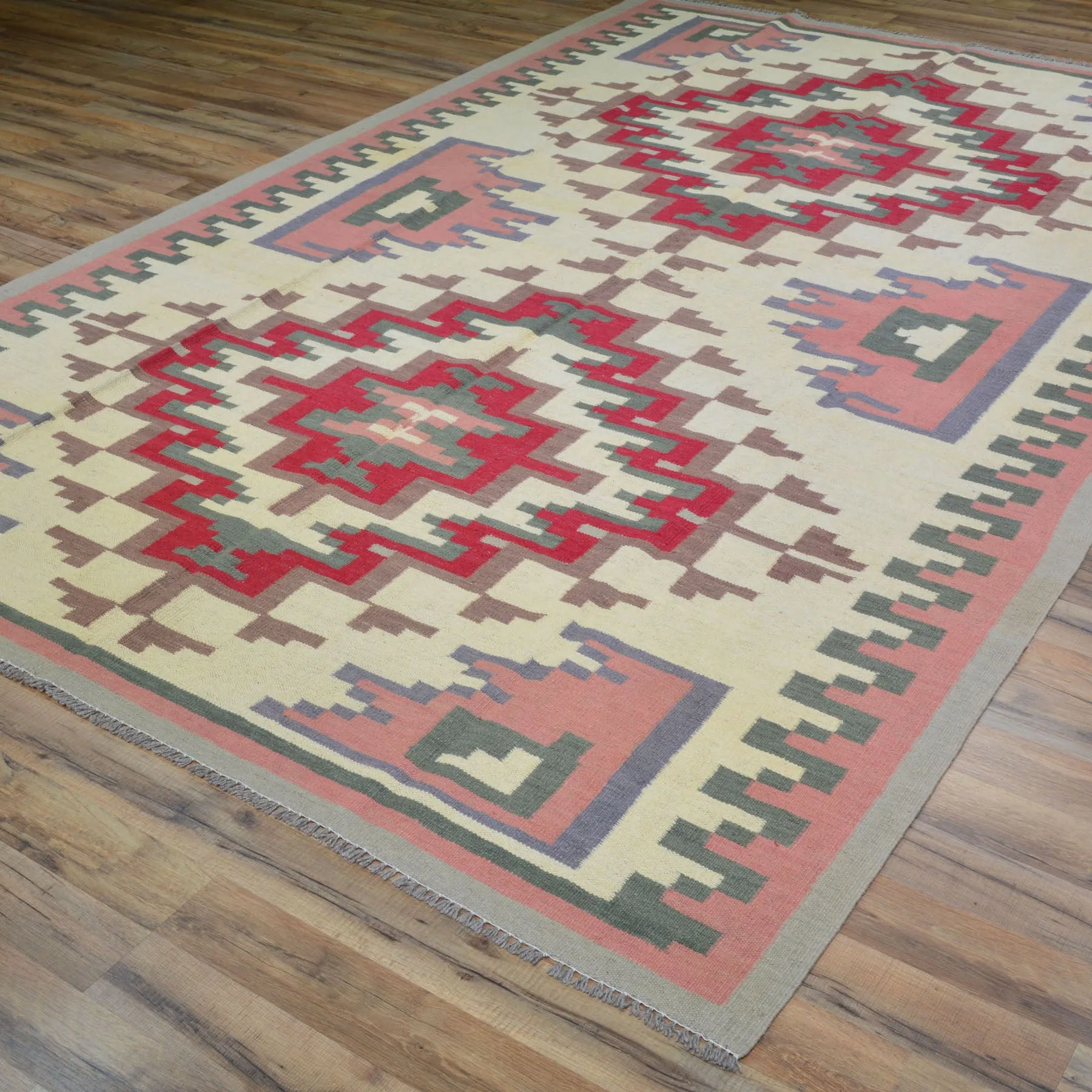 Hand-Woven Afghan Momana Reversible Kilim Wool Oriental Rug (Size 6.4 X 10.1) Cwral-10158