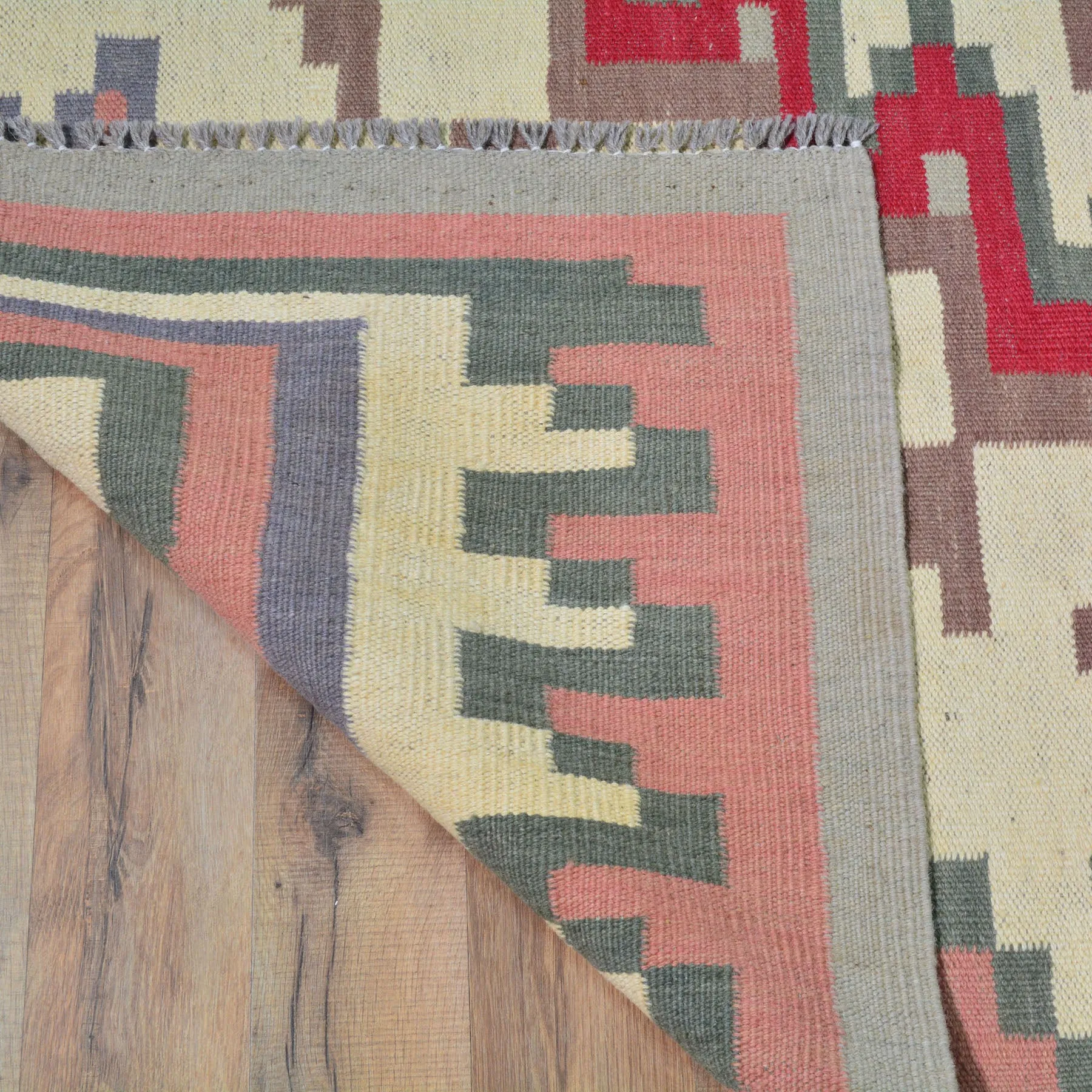 Hand-Woven Afghan Momana Reversible Kilim Wool Oriental Rug (Size 6.4 X 10.1) Cwral-10158