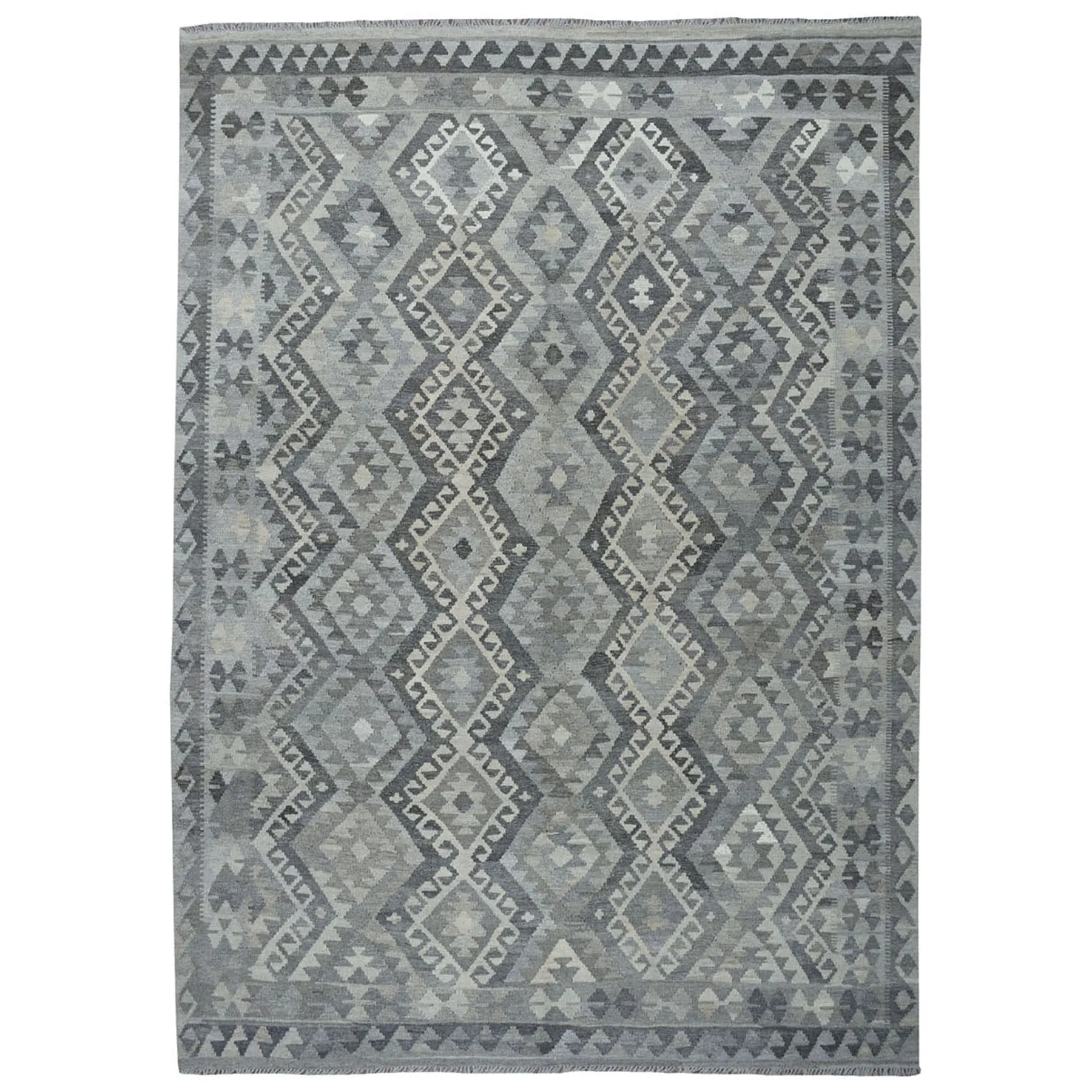 Hand-Woven Afghan Momana Reversible Kilim Wool Oriental Rug (Size 6.8 X 9.5) Cwral-10164
