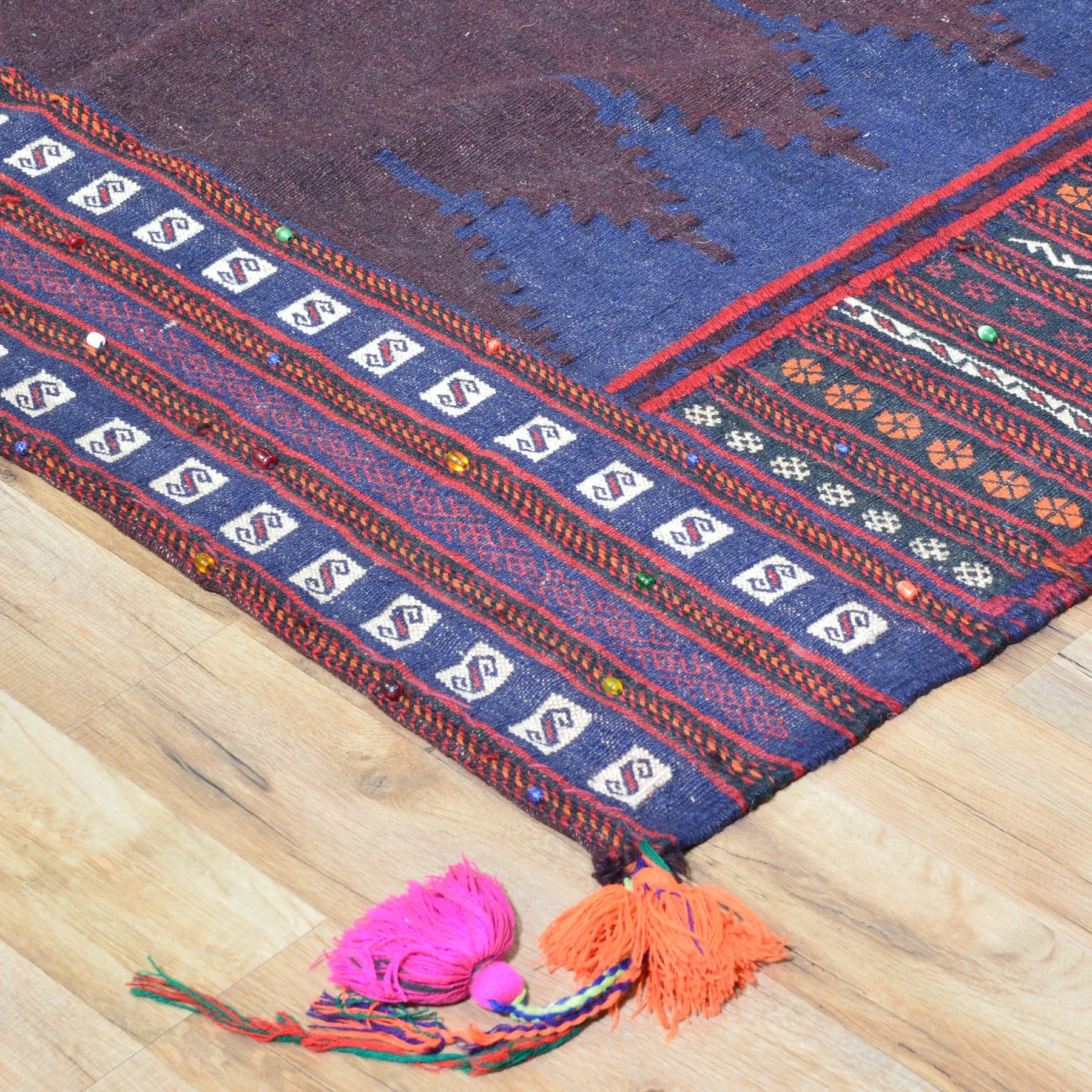 Hand-Woven Flat-weave Tribal Kilim Wool Rug (Size 4.8 X 5.4) Cwral-7716