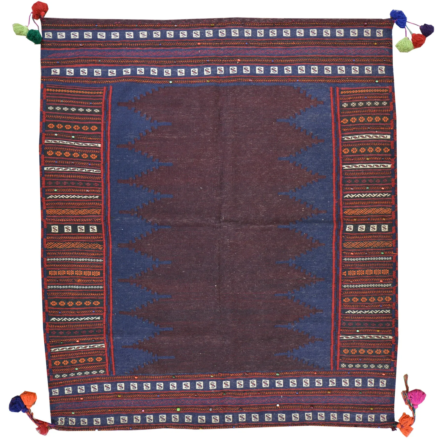 Hand-Woven Flat-weave Tribal Kilim Wool Rug (Size 4.8 X 5.4) Cwral-7716