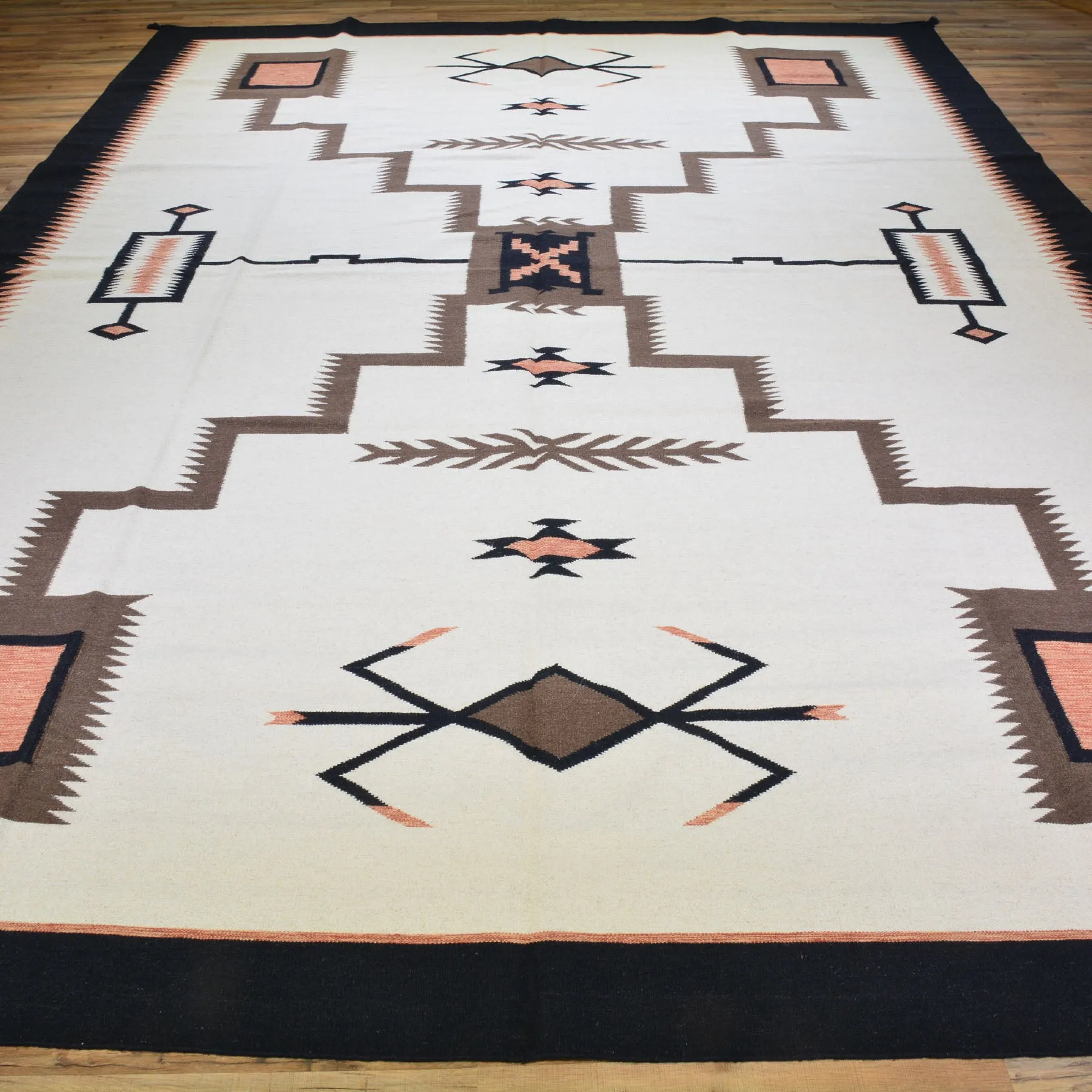 Hand-Woven Four Corner Storm Southwestern Navajo Design Rug (Size 10.2 X 14.0) Cwral-3480