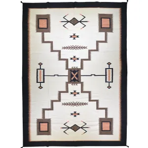 Hand-Woven Four Corner Storm Southwestern Navajo Design Rug (Size 10.2 X 14.0) Cwral-3480