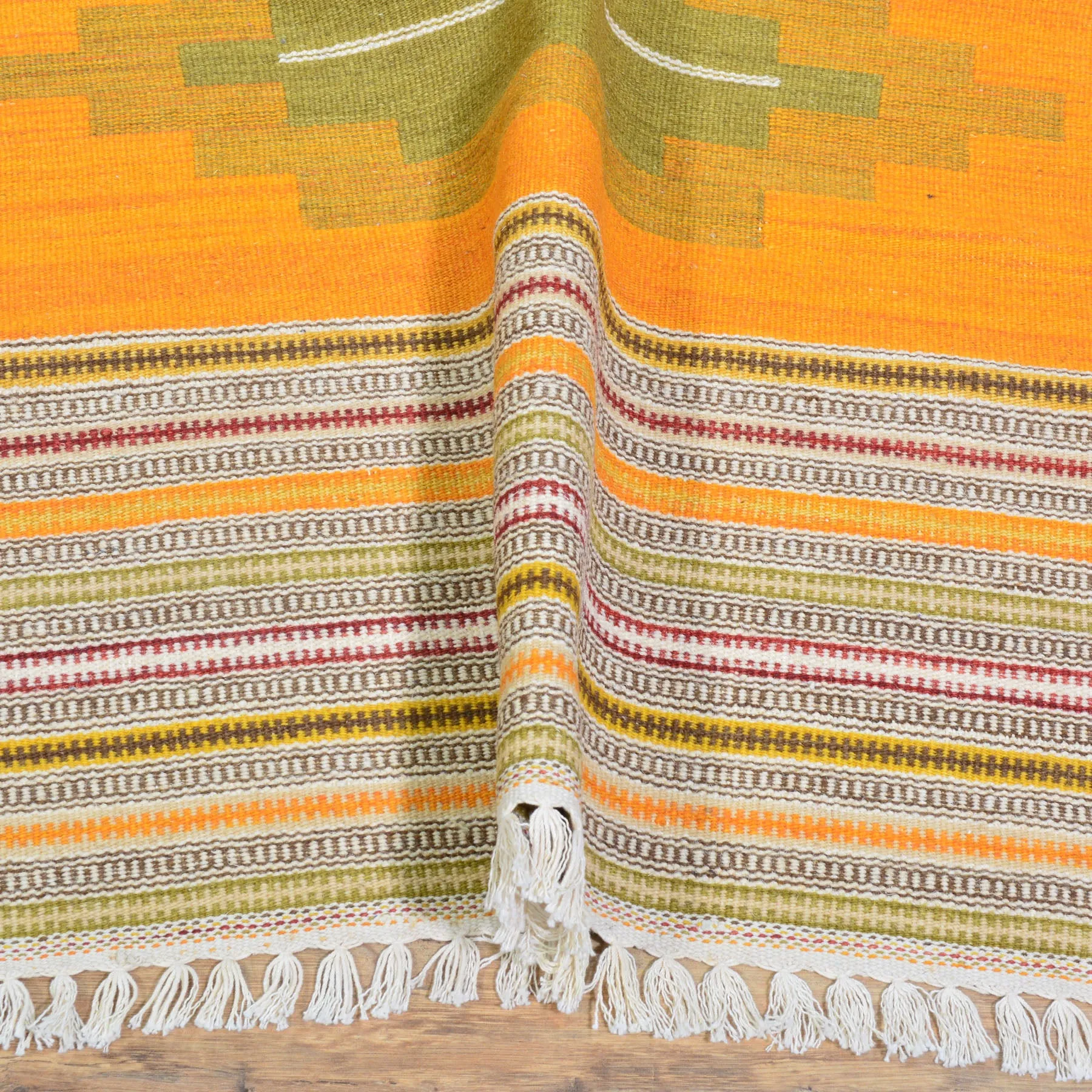 Hand-Woven Modern Sunset Design Reversible Oriental Kilim Rug (Size 2.7 X 10.4) Cwral-10242