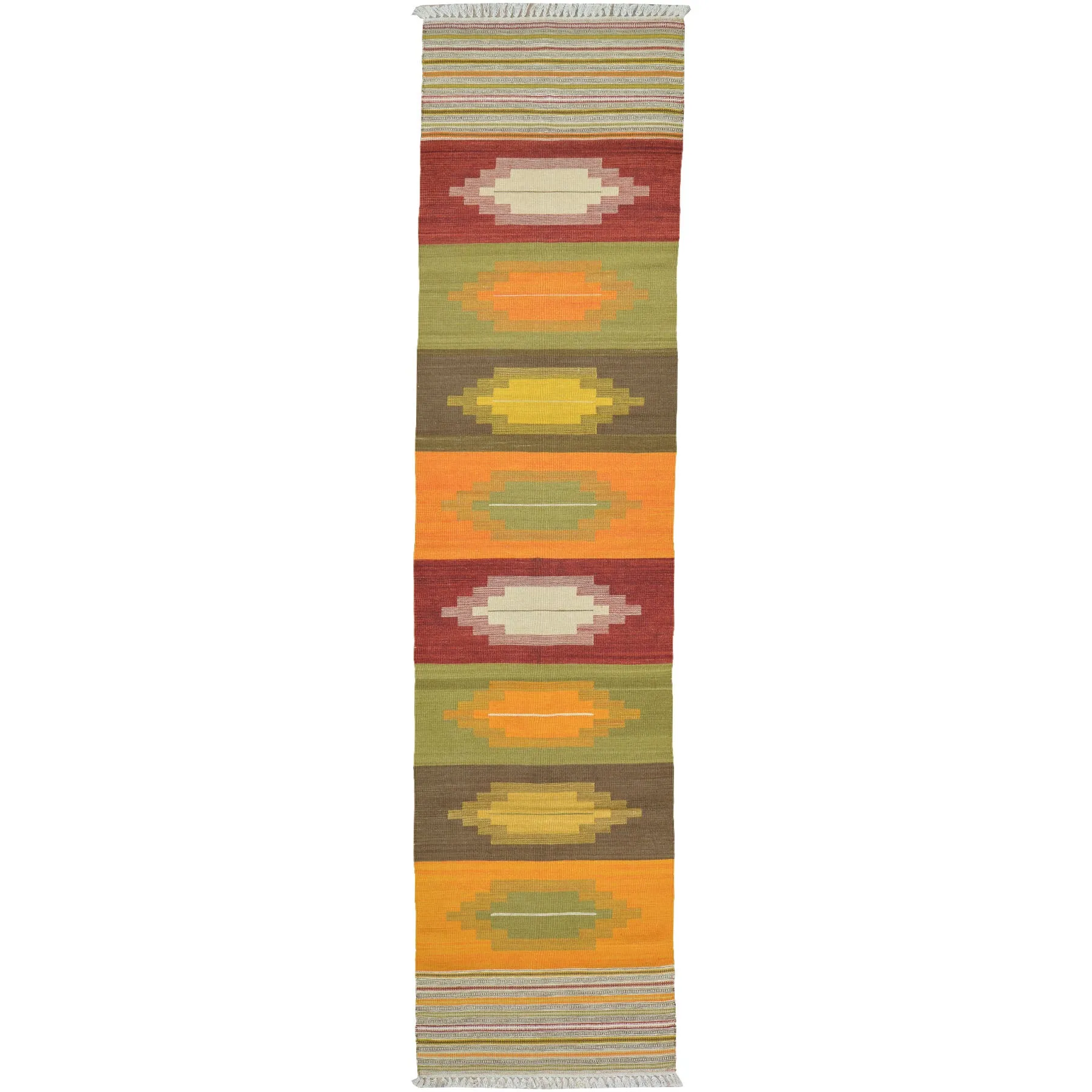 Hand-Woven Modern Sunset Design Reversible Oriental Kilim Rug (Size 2.7 X 10.4) Cwral-10242