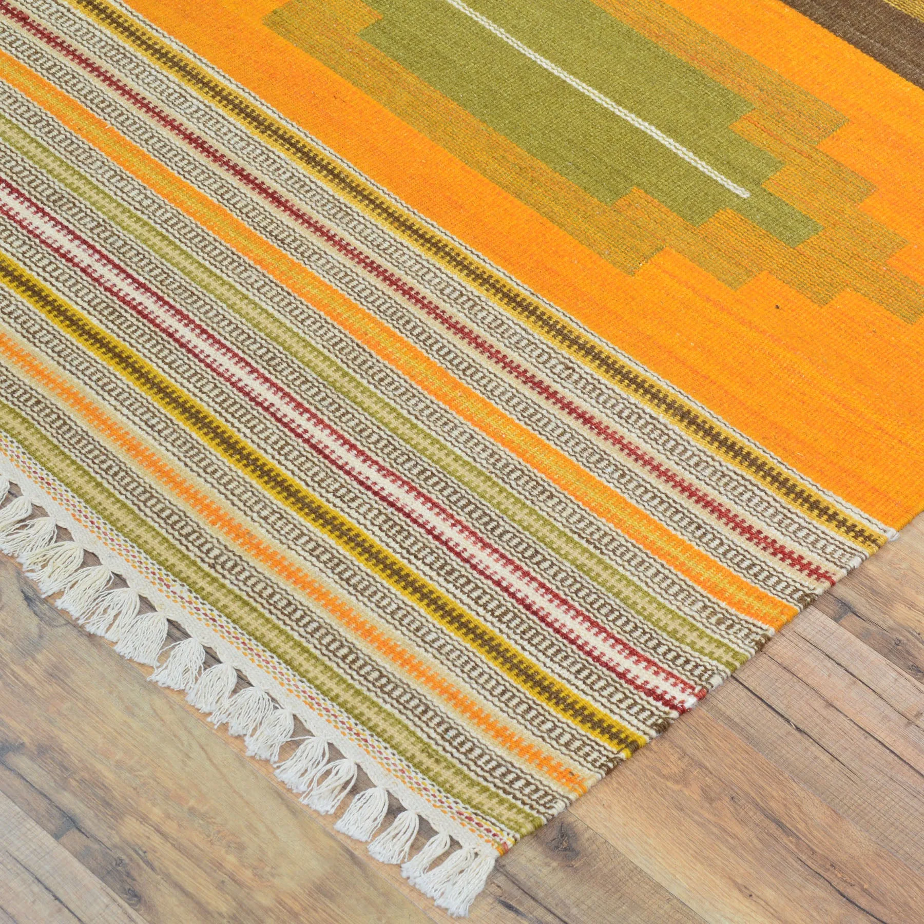 Hand-Woven Modern Sunset Design Reversible Oriental Kilim Rug (Size 2.7 X 10.4) Cwral-10242