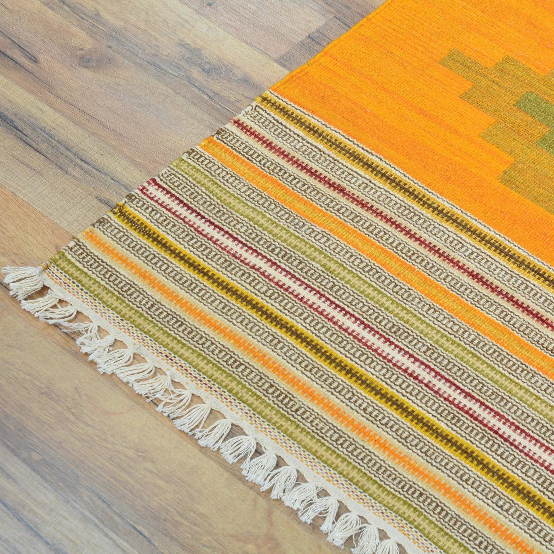 Hand-Woven Modern Sunset Design Reversible Oriental Kilim Rug (Size 2.7 X 10.4) Cwral-10242