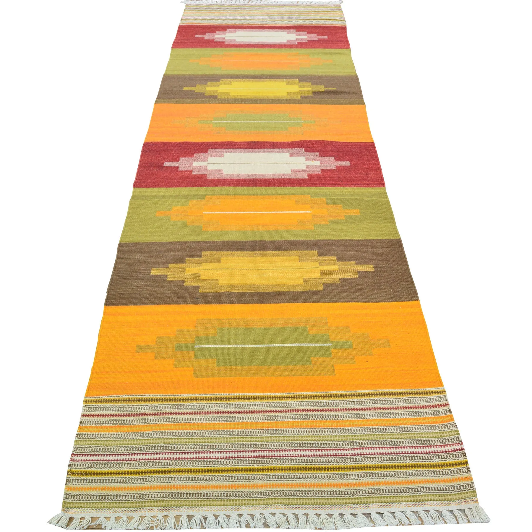 Hand-Woven Modern Sunset Design Reversible Oriental Kilim Rug (Size 2.7 X 10.4) Cwral-10242