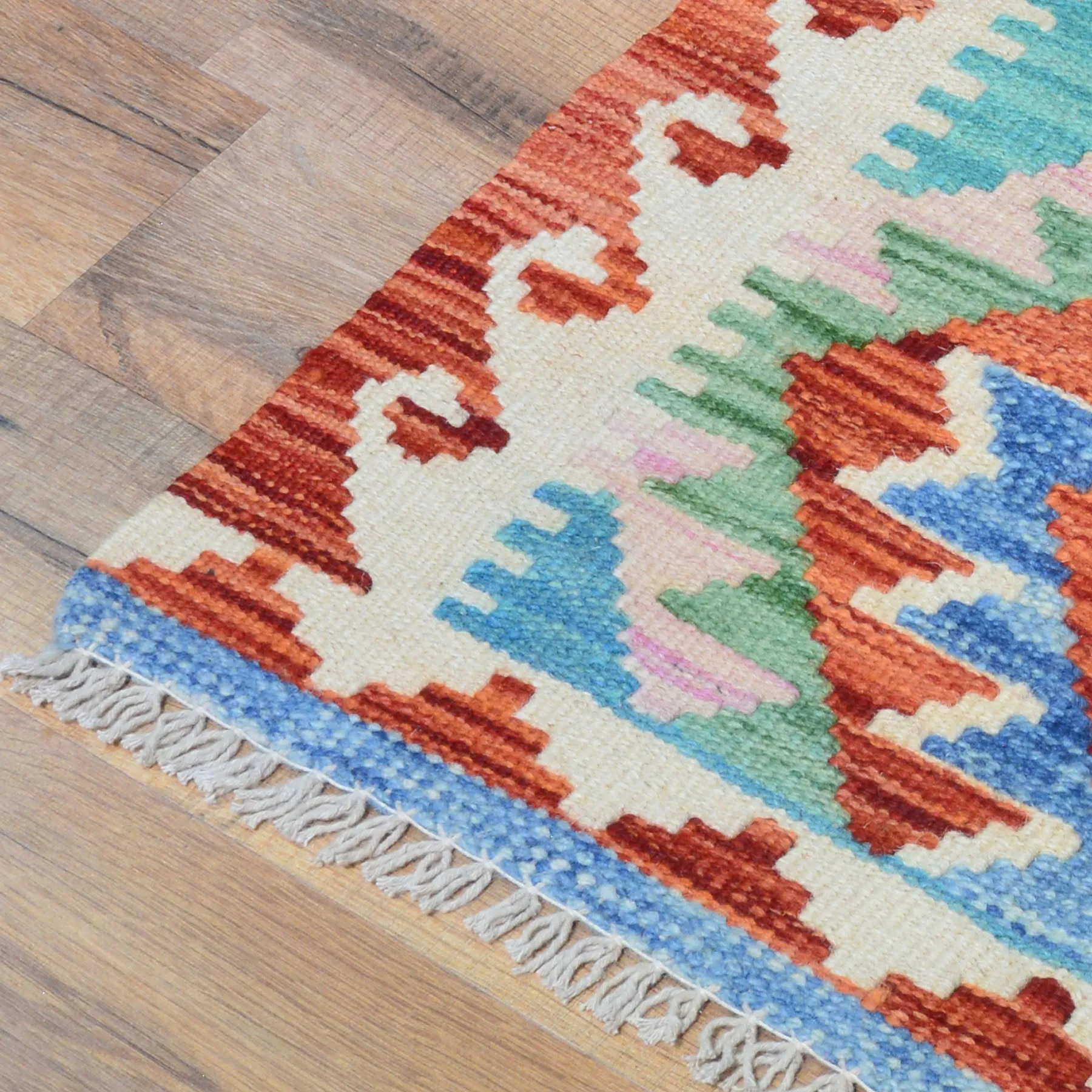 Hand-Woven Reversible Tribal Kilim Handmade Wool Rug (Size 1.11 X 2.7) Cwral-9393