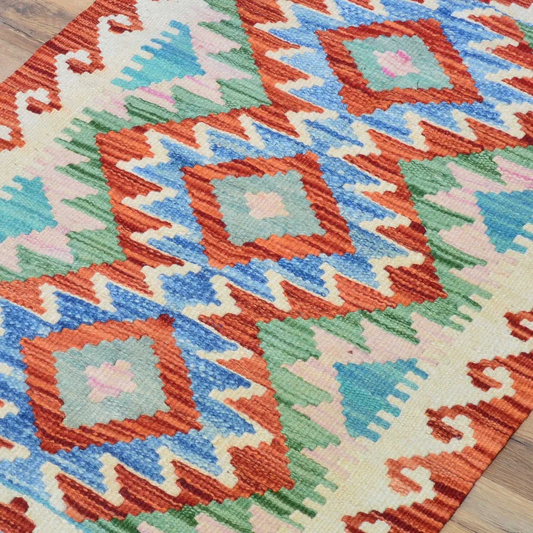 Hand-Woven Reversible Tribal Kilim Handmade Wool Rug (Size 1.11 X 2.7) Cwral-9393