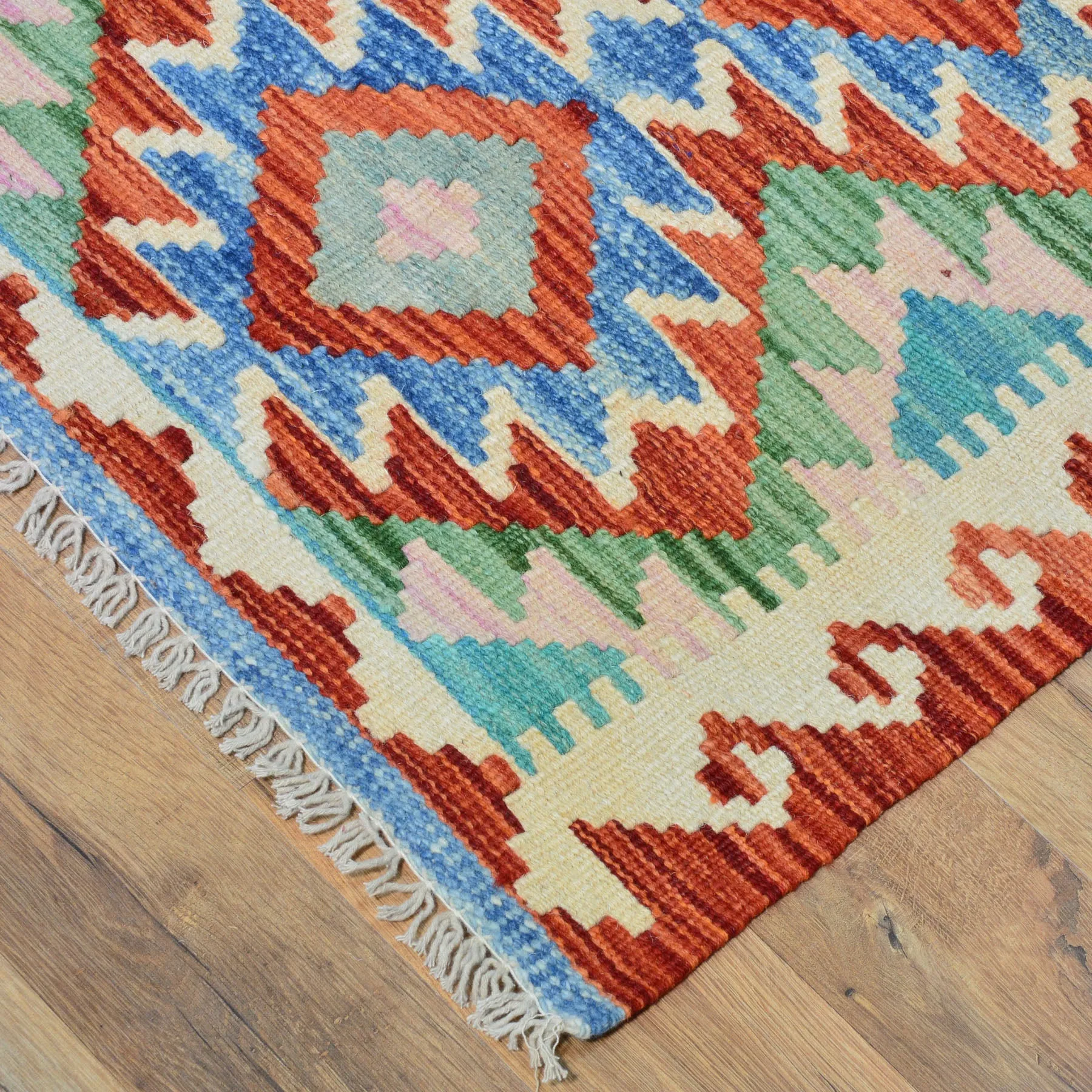 Hand-Woven Reversible Tribal Kilim Handmade Wool Rug (Size 1.11 X 2.7) Cwral-9393