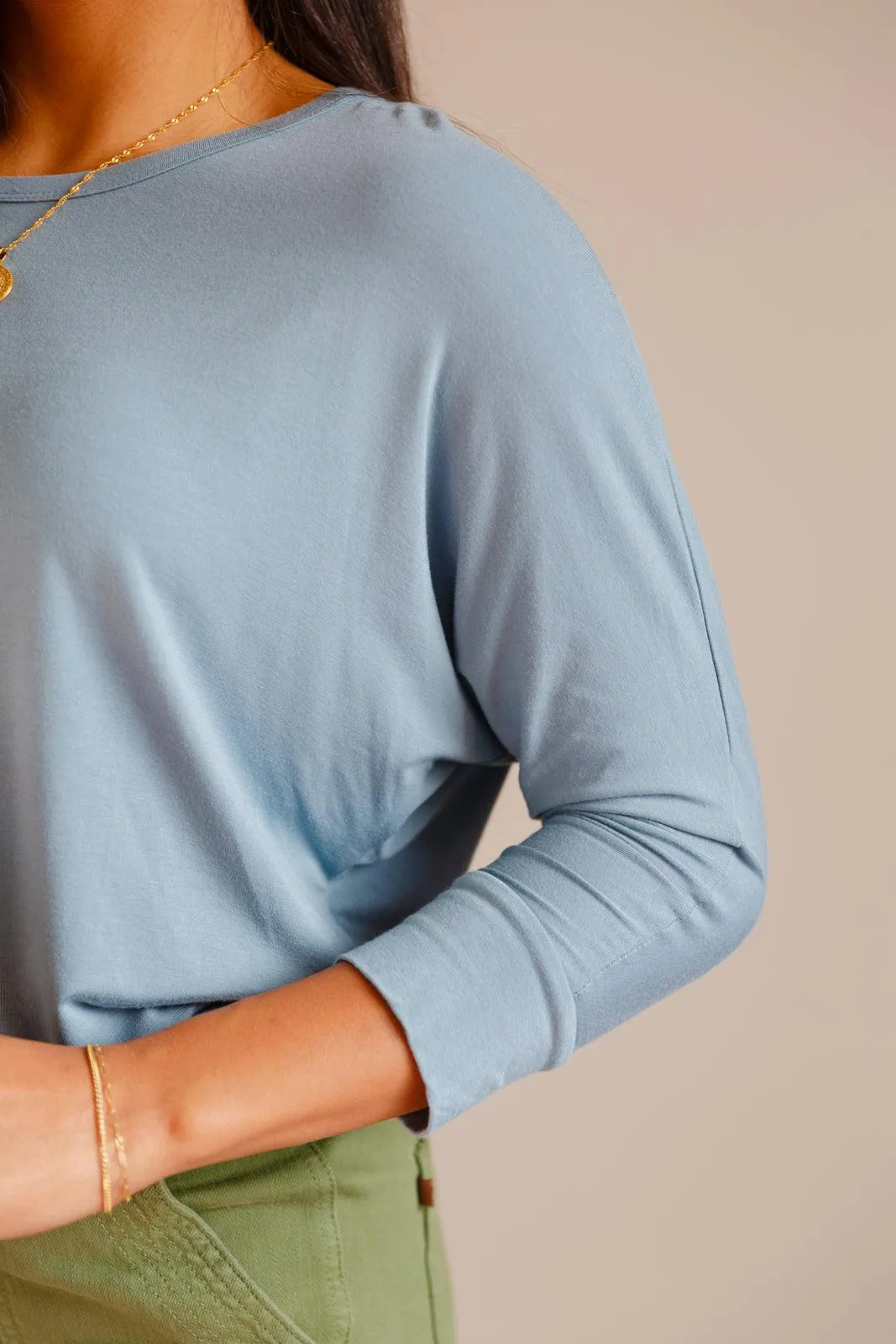 Hazel Blues® | Daytime Boat Neck Top in Blue Gray